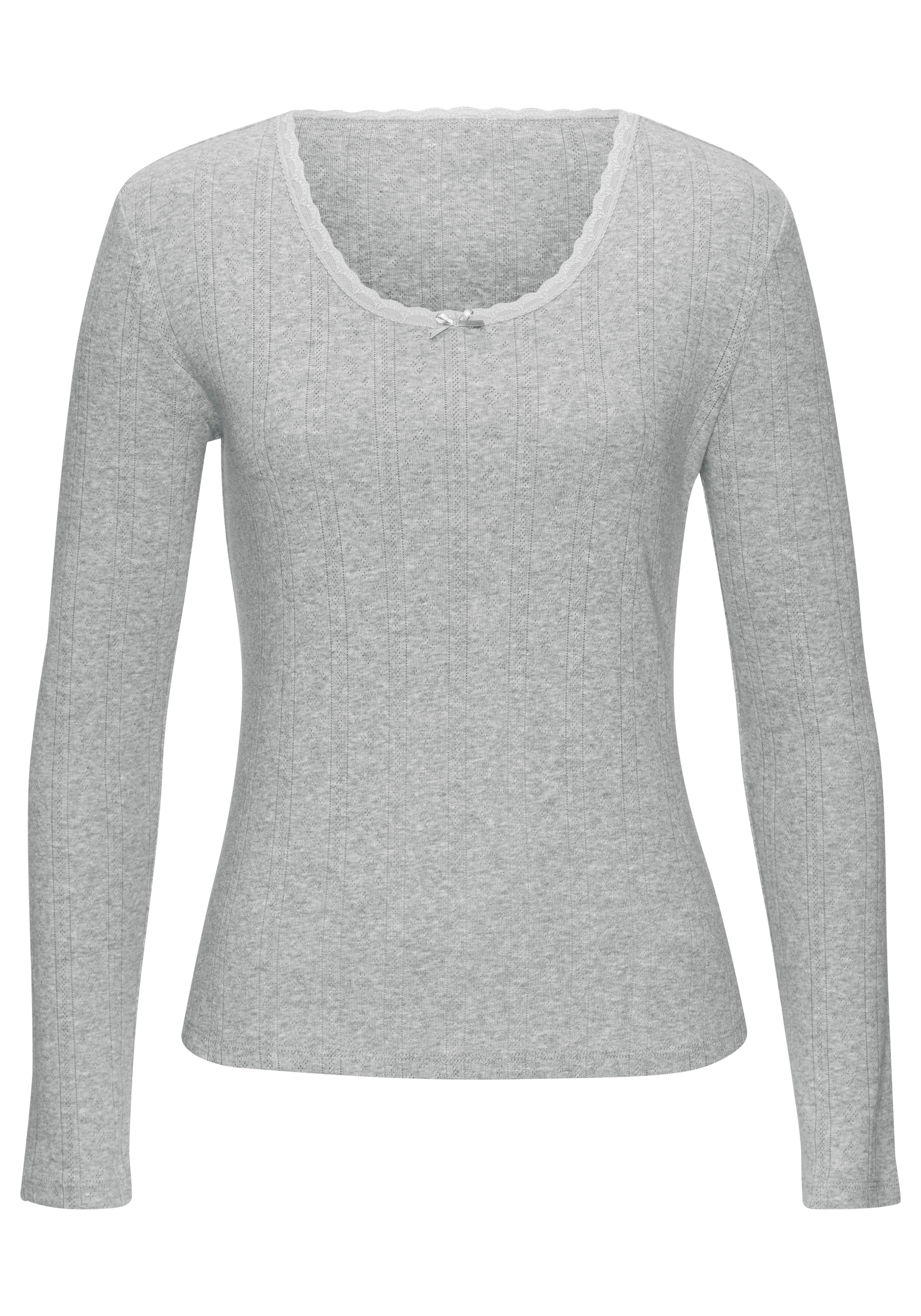 Vivance Langarmshirt 2er-Pack,  aus feiner Pointelle-Ware mit Spitze, reine Baumwolle