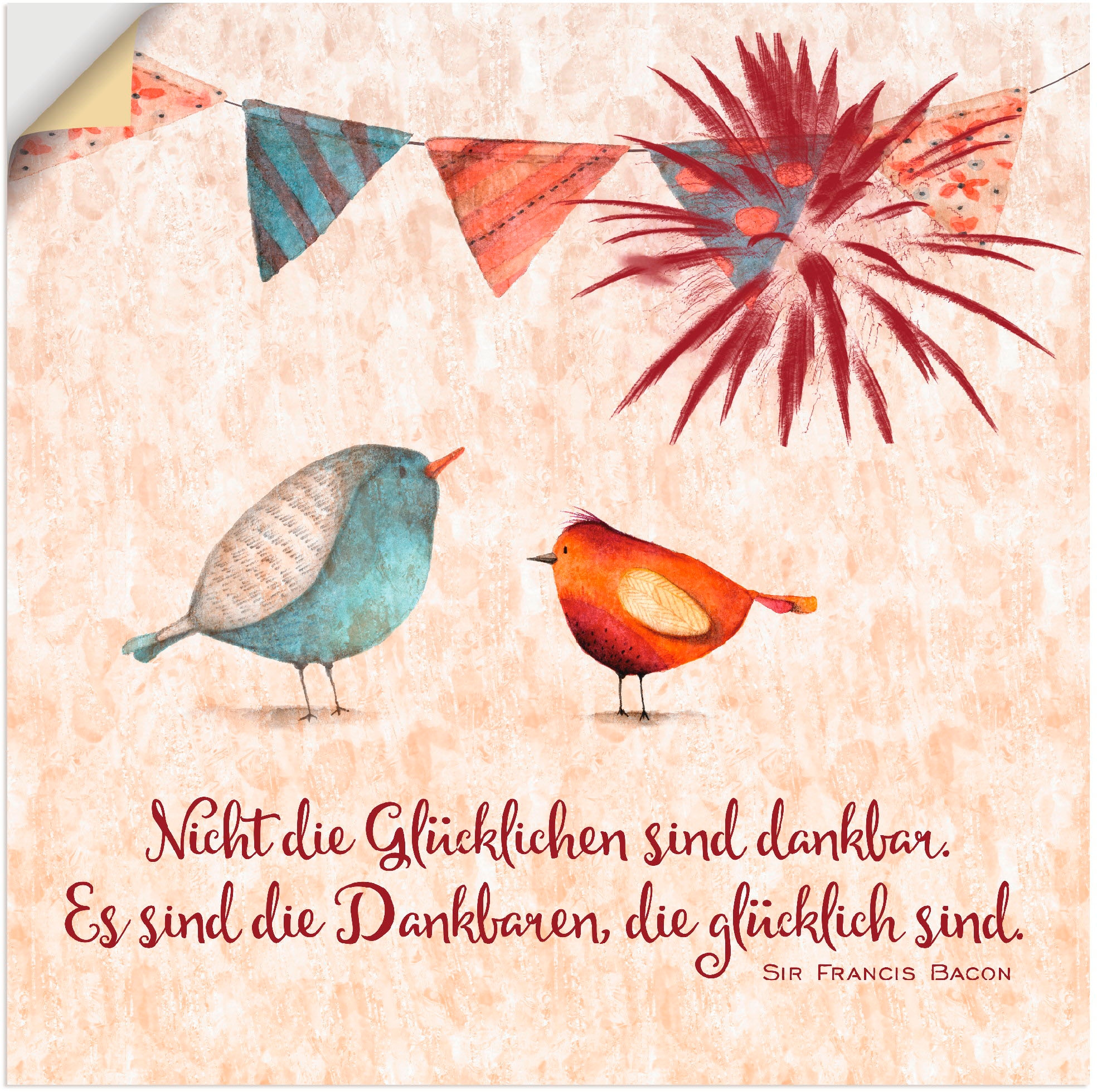 Artland Wandbild »Lebensweisheit Glücklich«, Tiere, (1 St.), als Alubild, Outdoorbild, Leinwandbild, Poster, Wandaufkleber