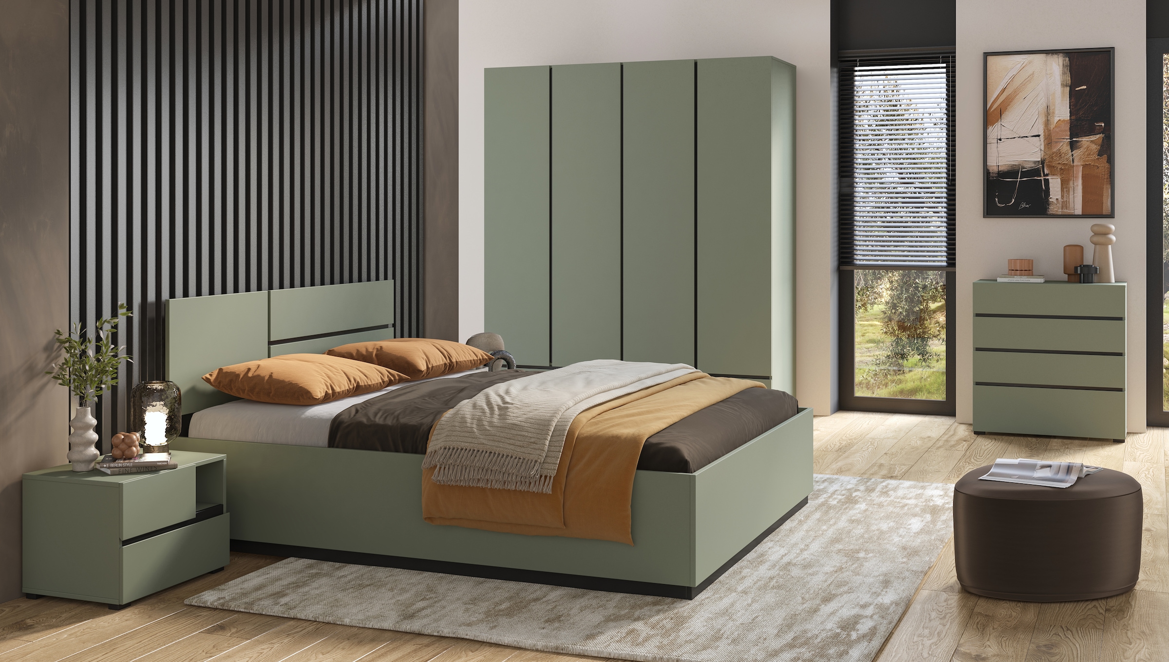 Home affaire Schubkastenkommode »Cross, moderne grifflose Kommode, 80x40x85cm (BxTxH)«, Schubladenschrank, Sideboard mit 4 Schubkasten