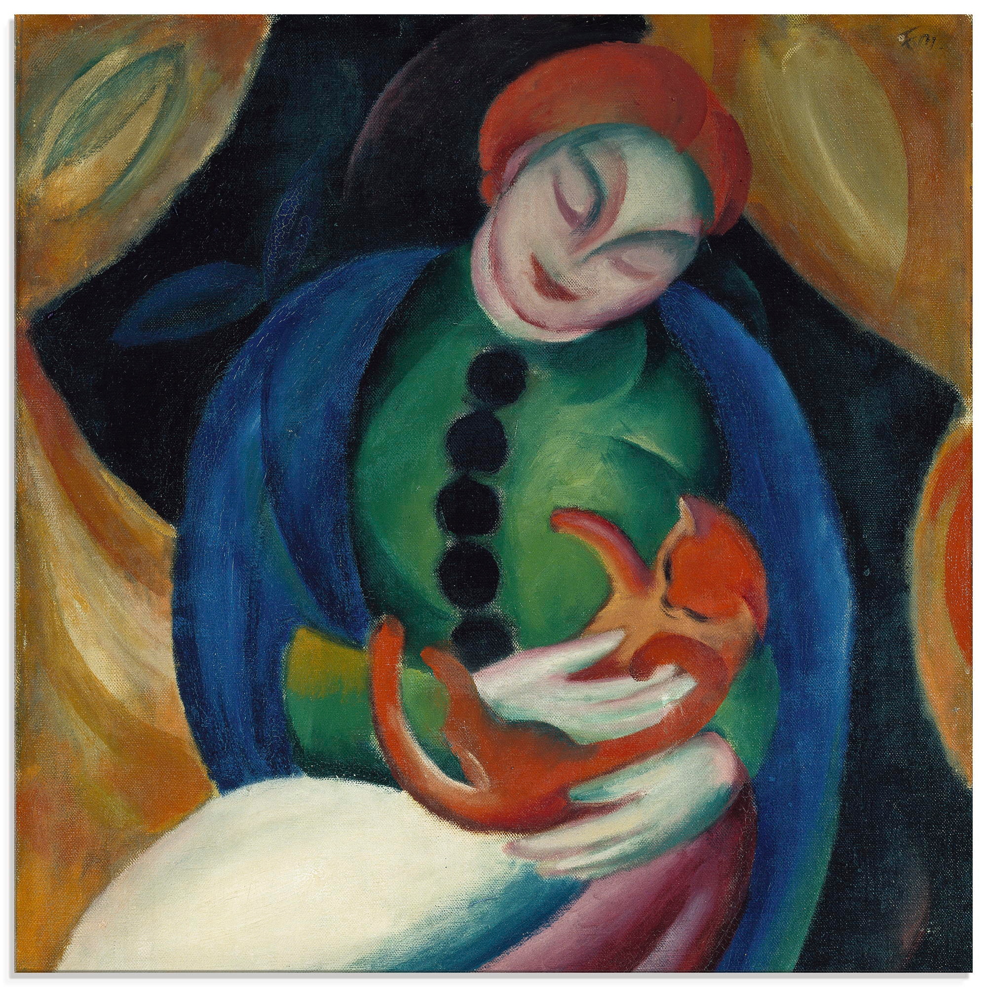 Glasbild »Mädchen mit Katze II. 1912«, Frau, (1 St.), in verschiedenen Größen