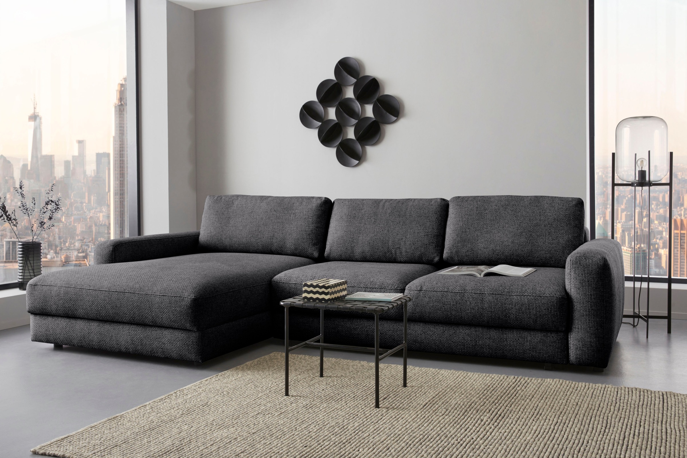Places of Style Ecksofa »Bloomfield, bequem und elegant, L-Form«, wahlweise mit Bettfunktion und Bettkasten