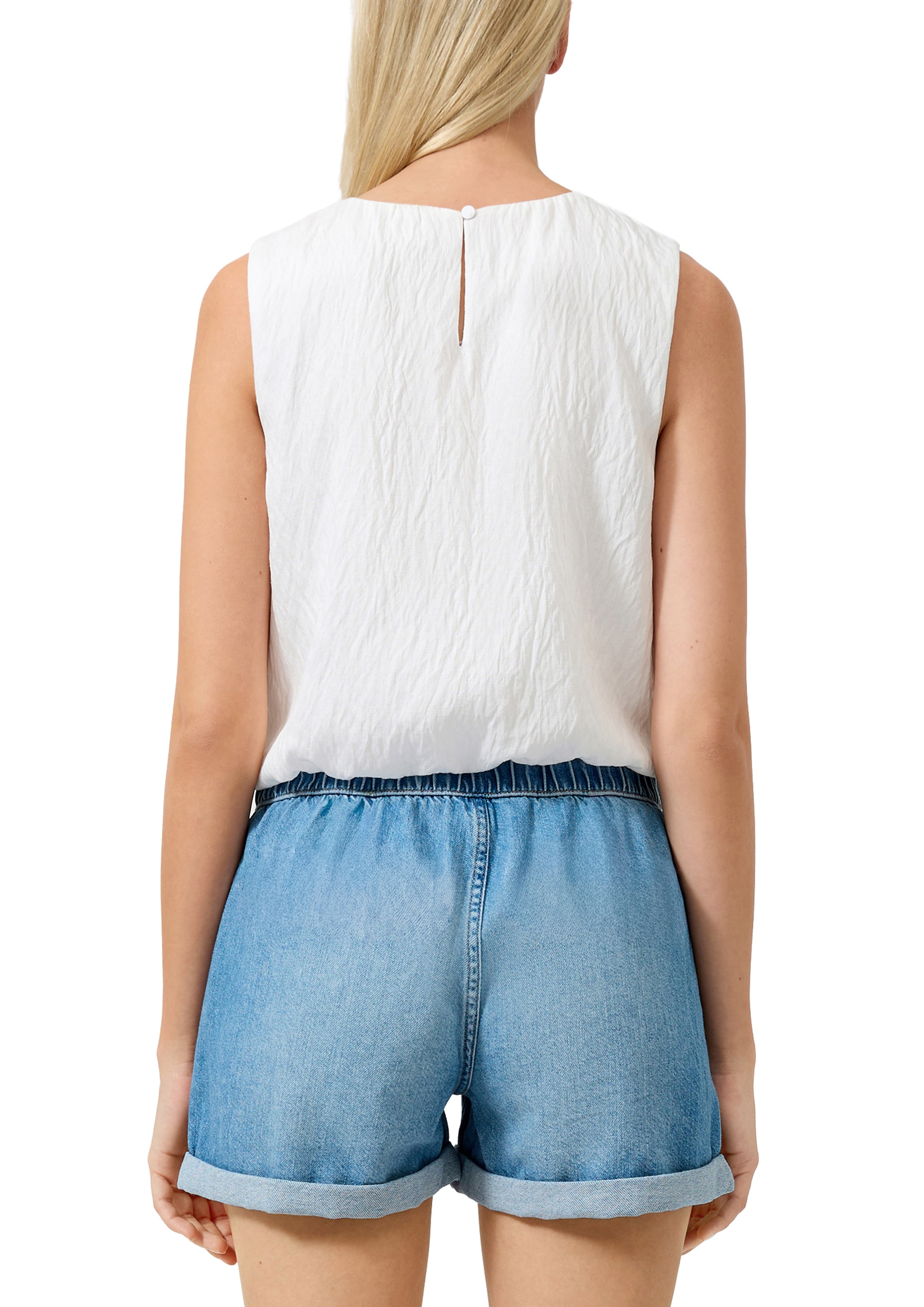 QS Blusentop Sommertop mit 1-Knopf-Verschluss hinten und in Crepe-Qualität