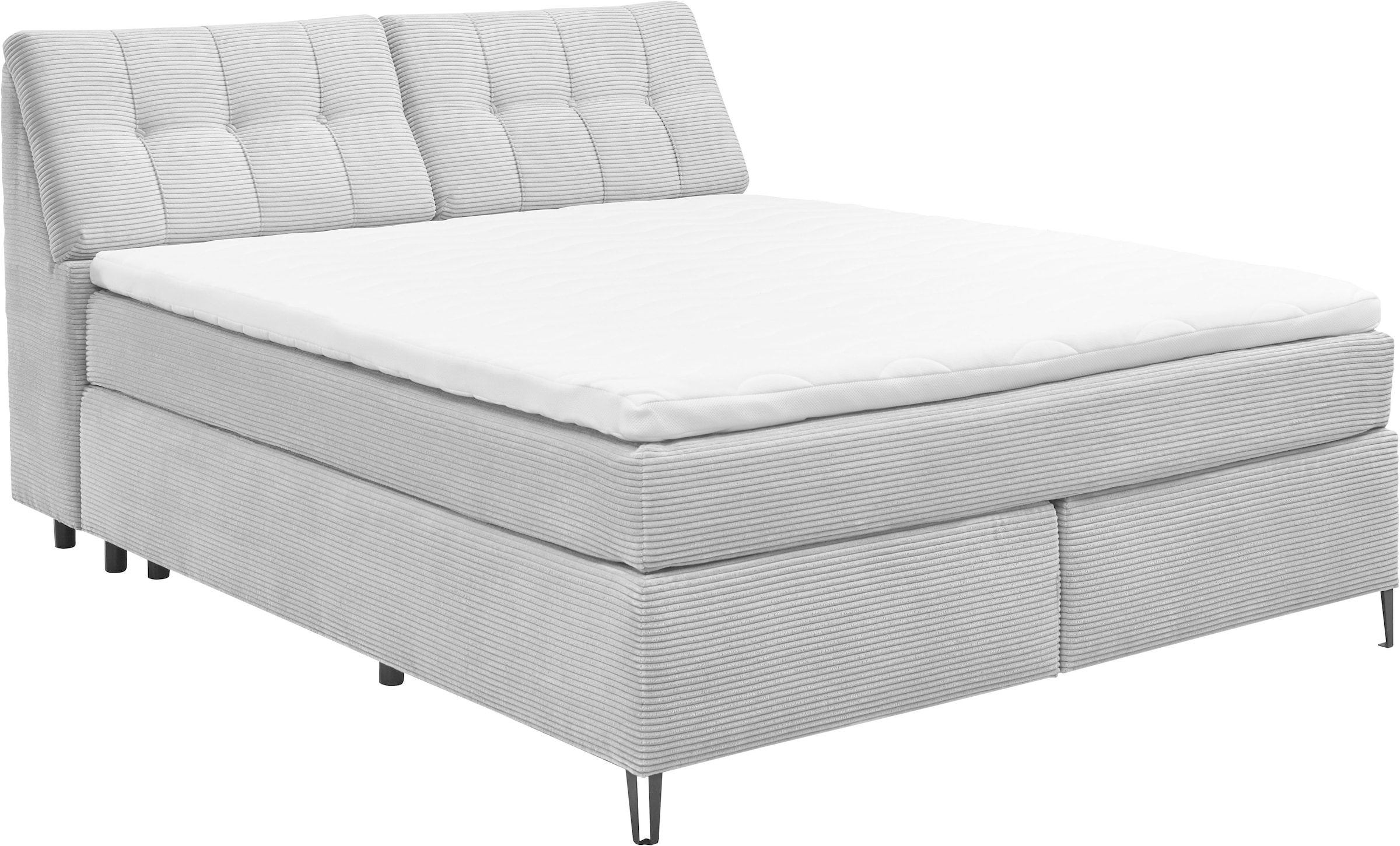 set one by Musterring Boxspringbett »Fairfield«, Kopfteil in Kassenoptik, Metallfuß schwarz, Breite 160 oder 180 cm