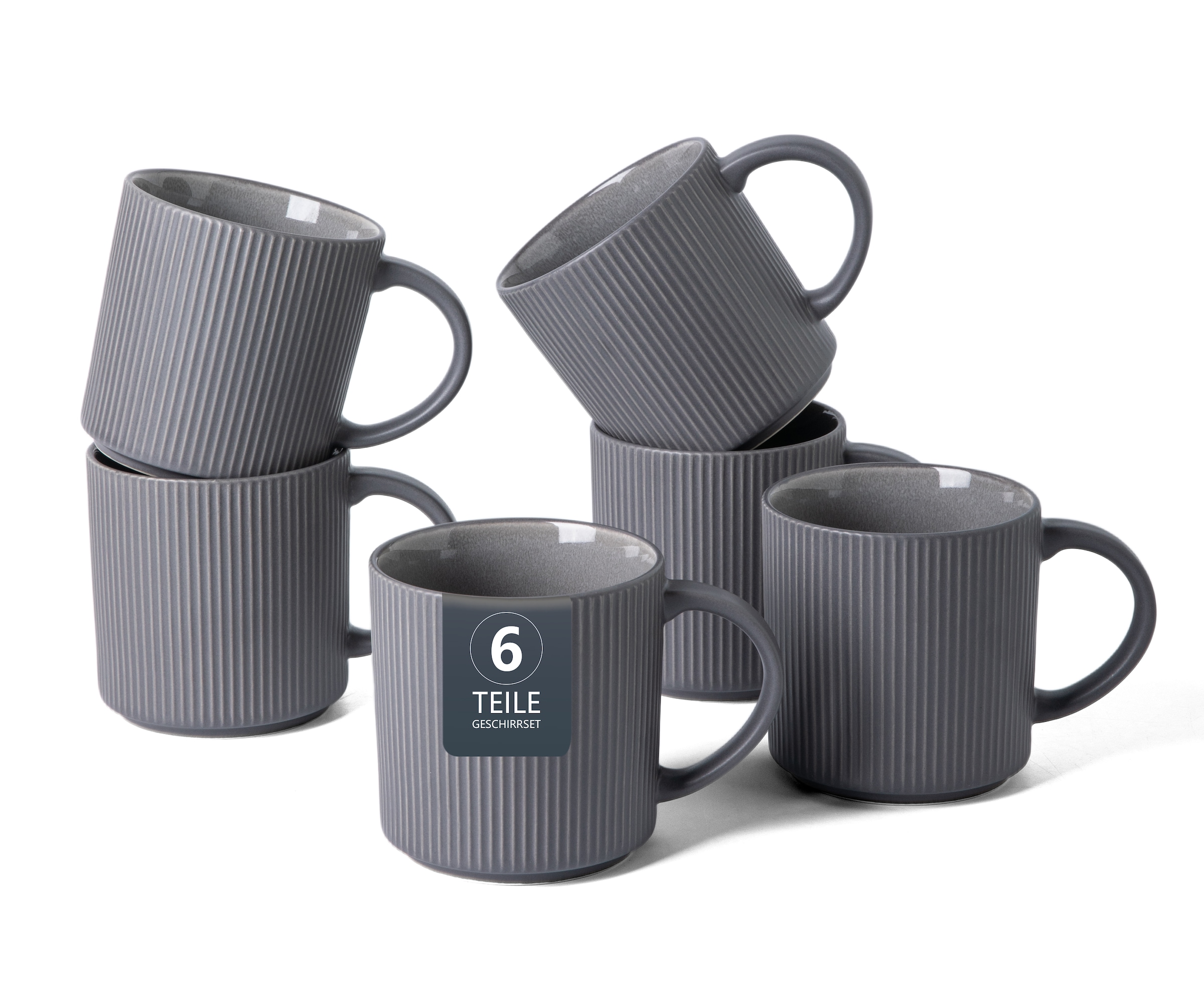 OTTO home Becher »Kaffeebecher Ylvii, 6er Set« Riffeloptik, spülmaschinenfest und mikrowellengeeignet, 460 ml