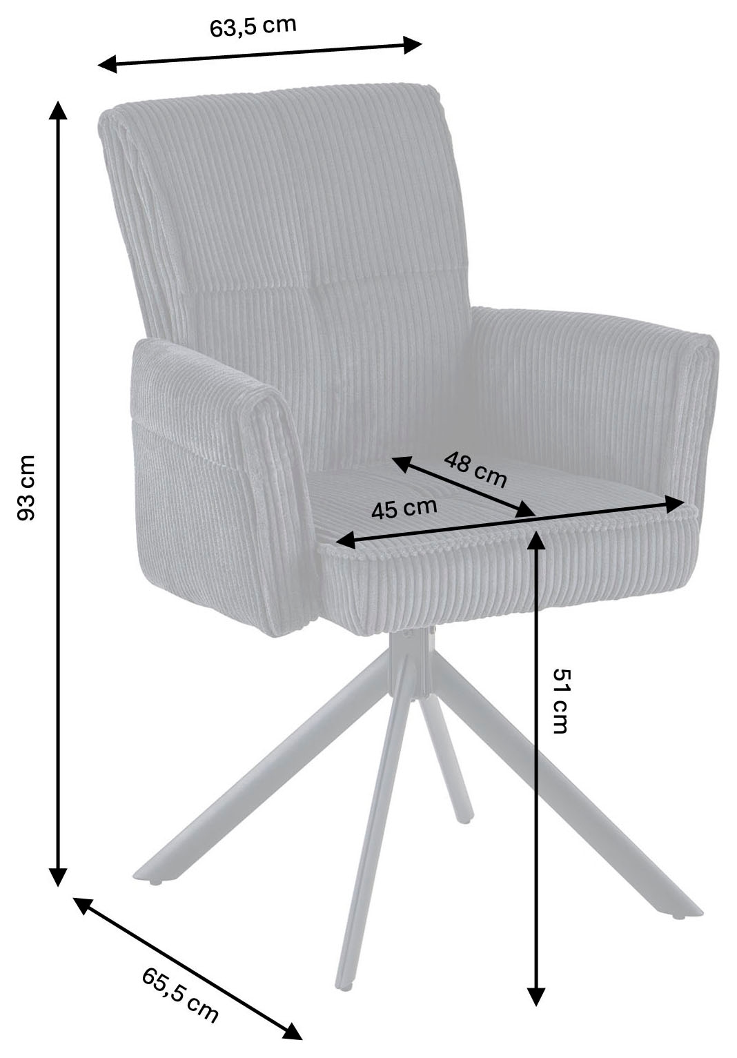 OTTO home Esszimmerstuhl »Viola, 2er-Set« (Set) 2 Stk.gemütlicher Armlehnstuhl mit Federkern, 360° drehbar, viele Varianten
