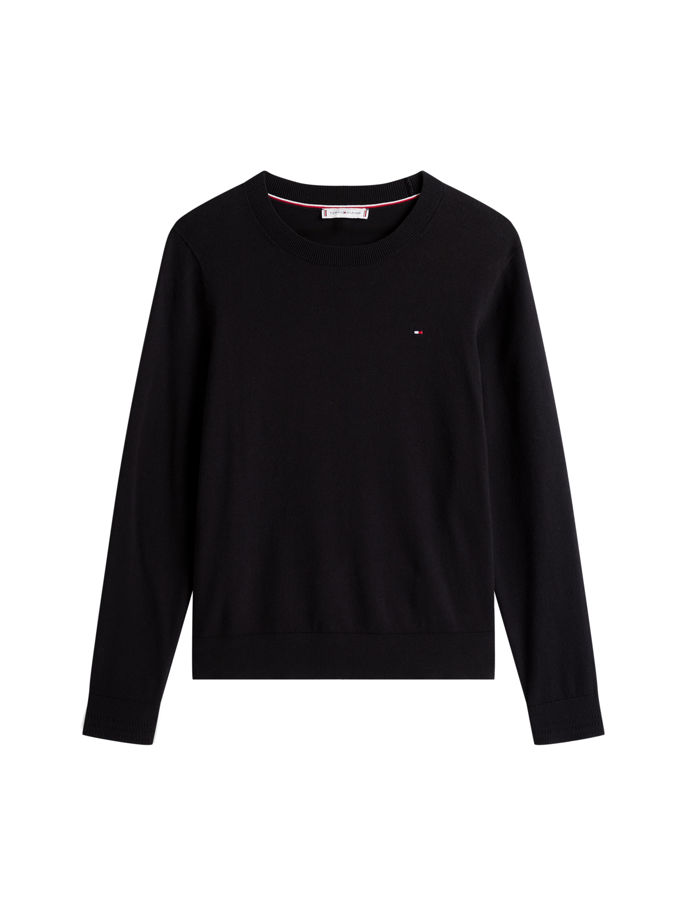 Tommy Hilfiger Rundhalspullover »CO JERSEY STITCH LS C-NK SWT«, mit Logostickerei