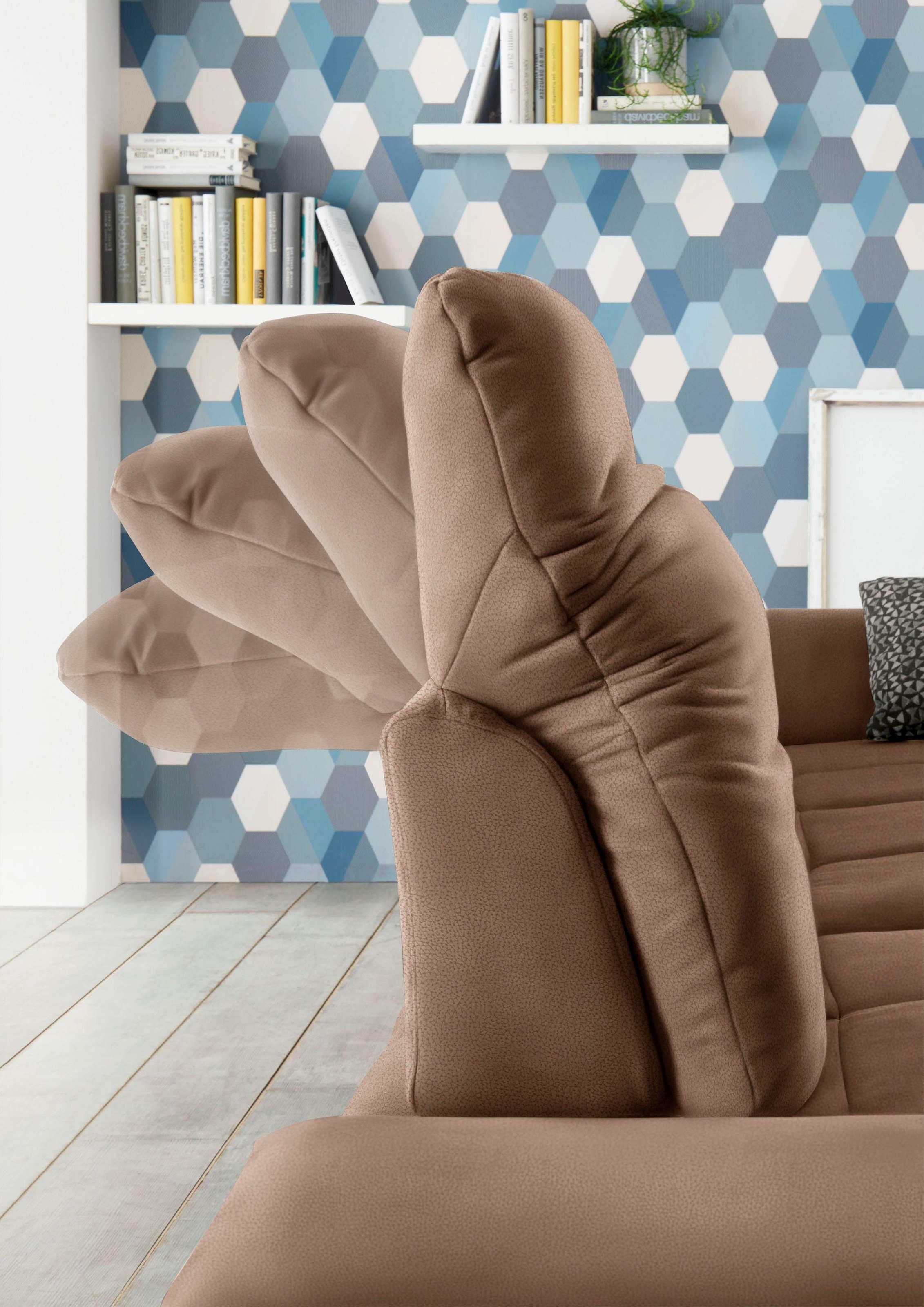 set one by Musterring Ecksofa »SO4100 V« mit verstellbaren Kopfteilen, wahlweise mit Funktionen, Cord-Bezug