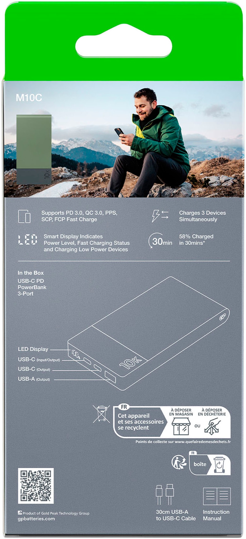 GP Batteries Powerbank »M2+, 10.000 mAh«, 10000 mAh