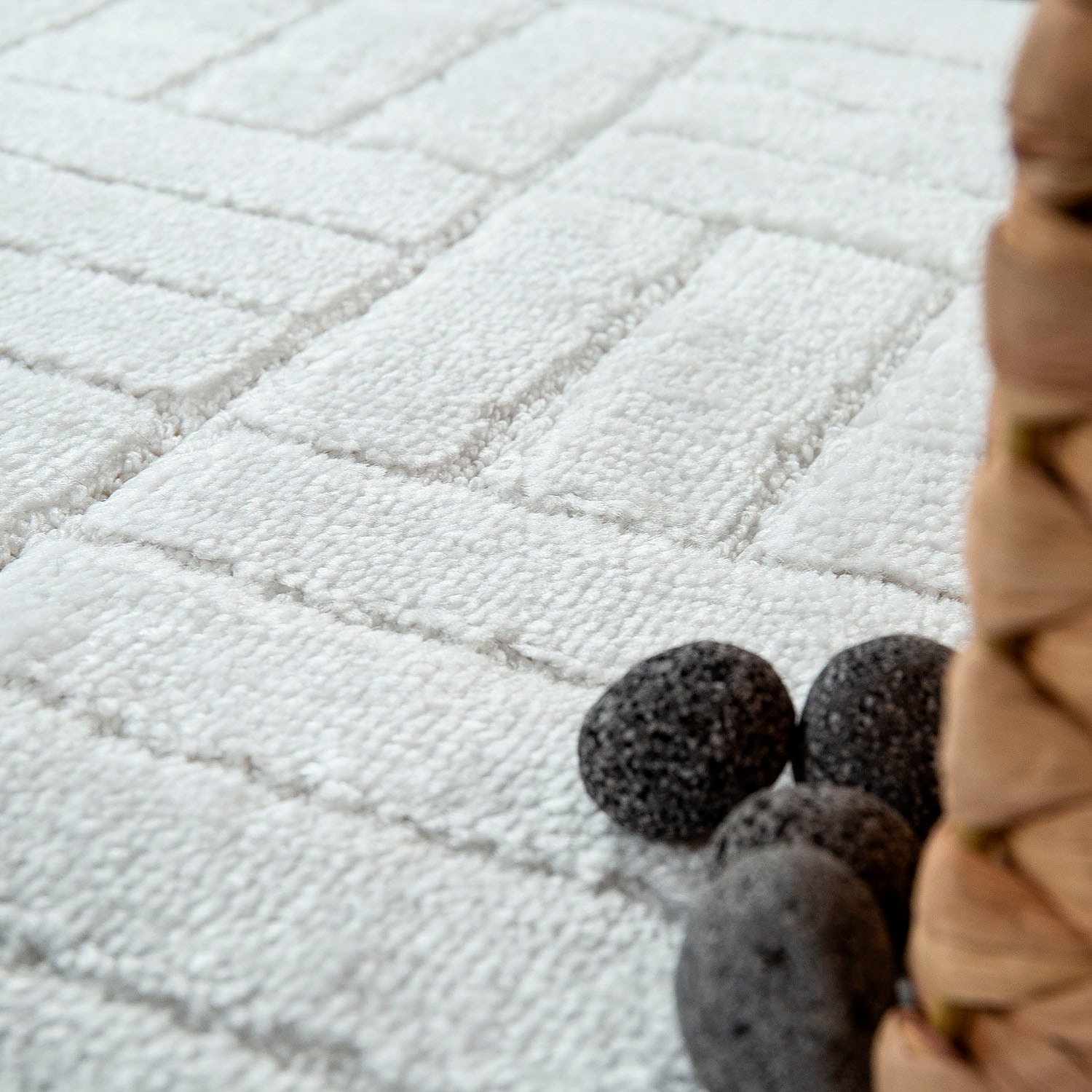 Paco Home Badematte »Riga 187«, rutschhemmend beschichtet, fußbodenheizungsgeeignet, Badteppich, Uni Farben, mit Kachelmuster, rechteckig & rund erhältlich