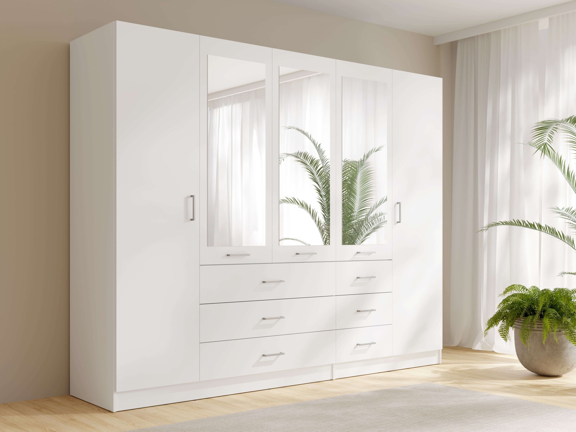 Home Affaire Kleiderschrank »KOS Garderobe mit 6 Schubladen in weiß, Größe B/H/T: 250 cm x 200,5 cm x 58 cm