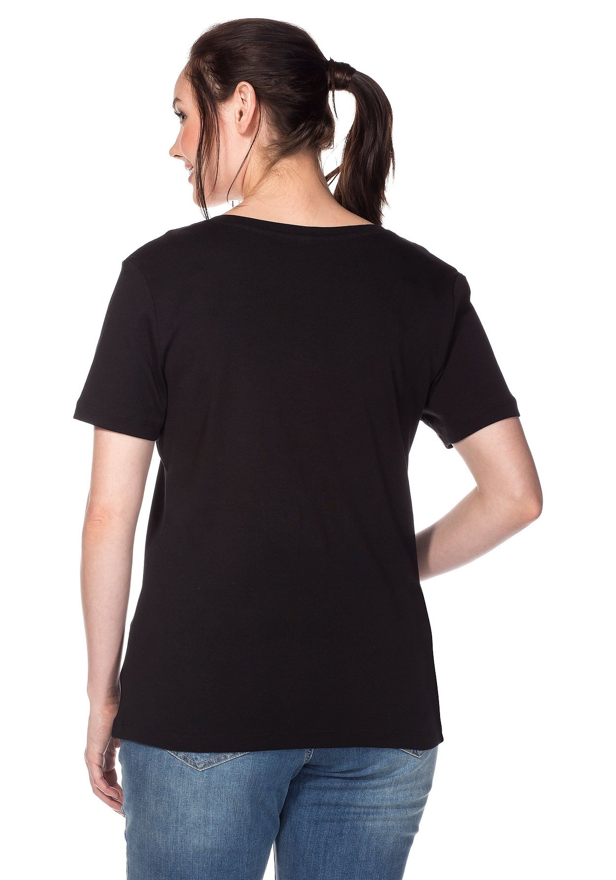 Sheego T-Shirt »T-Shirt aus fein gerippter Qualität«