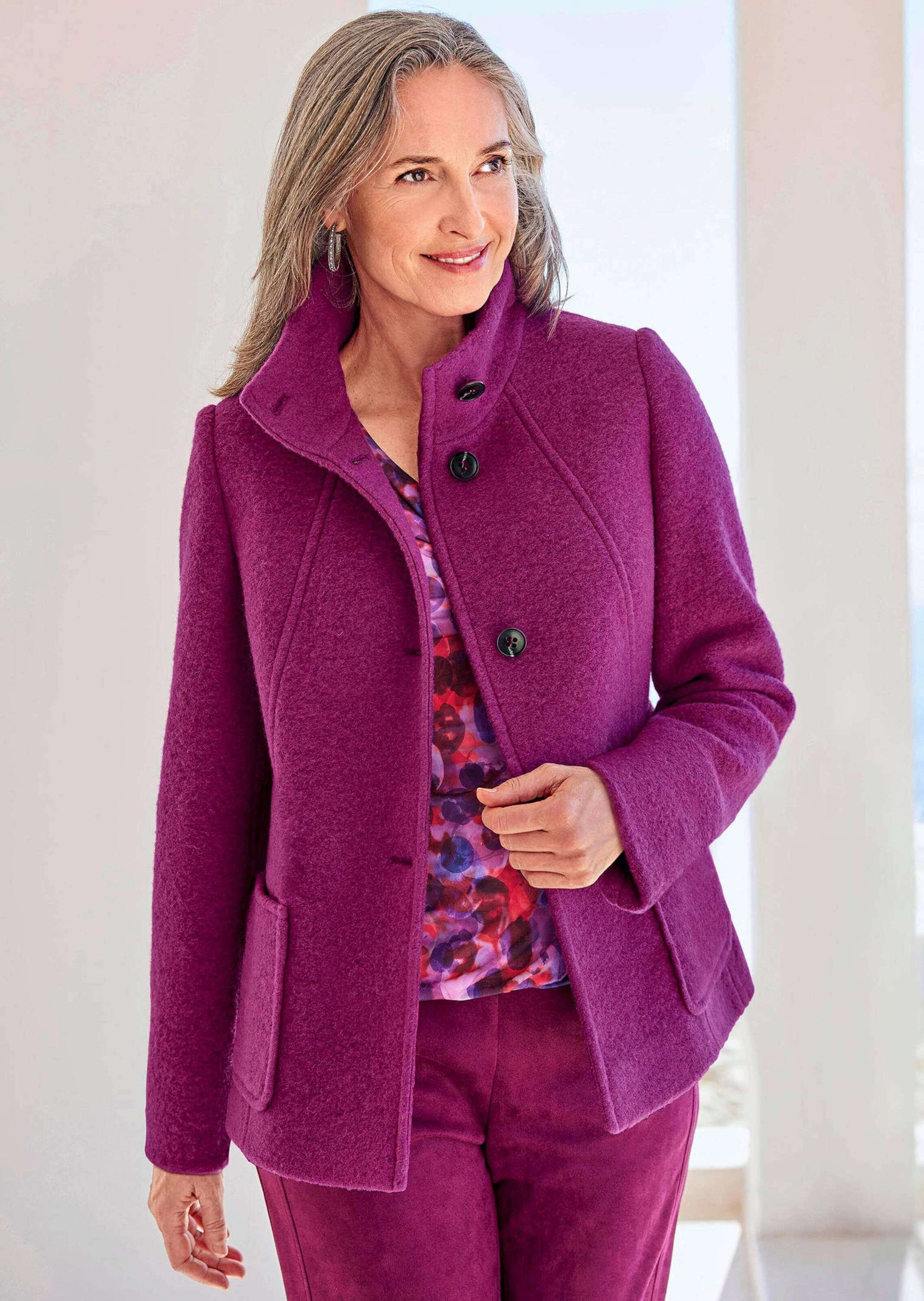 GOLDNER Wolljacke »Kurzgröße Elegante Kurzjacke mit Stehkragen« Stehkragen