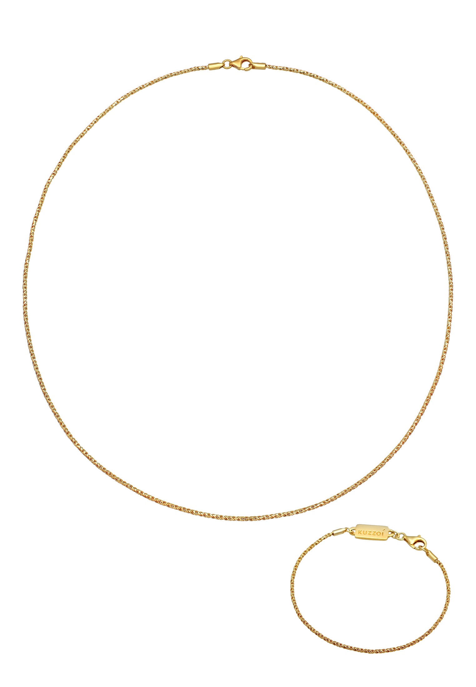Kuzzoi Ketten und Armband Set »Schmuckset Kette Armband Kordel Basic 925 Silber«