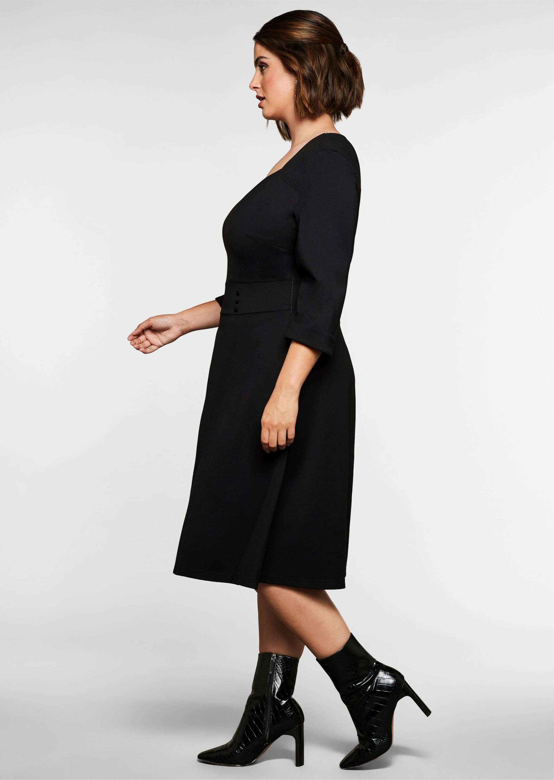 sheego by Joe Browns Cocktailkleid »Cocktailkleid Cocktailkleid mit Taillenband« Ohne Taschen in leichter A-Linie aus Viskose-Jersey