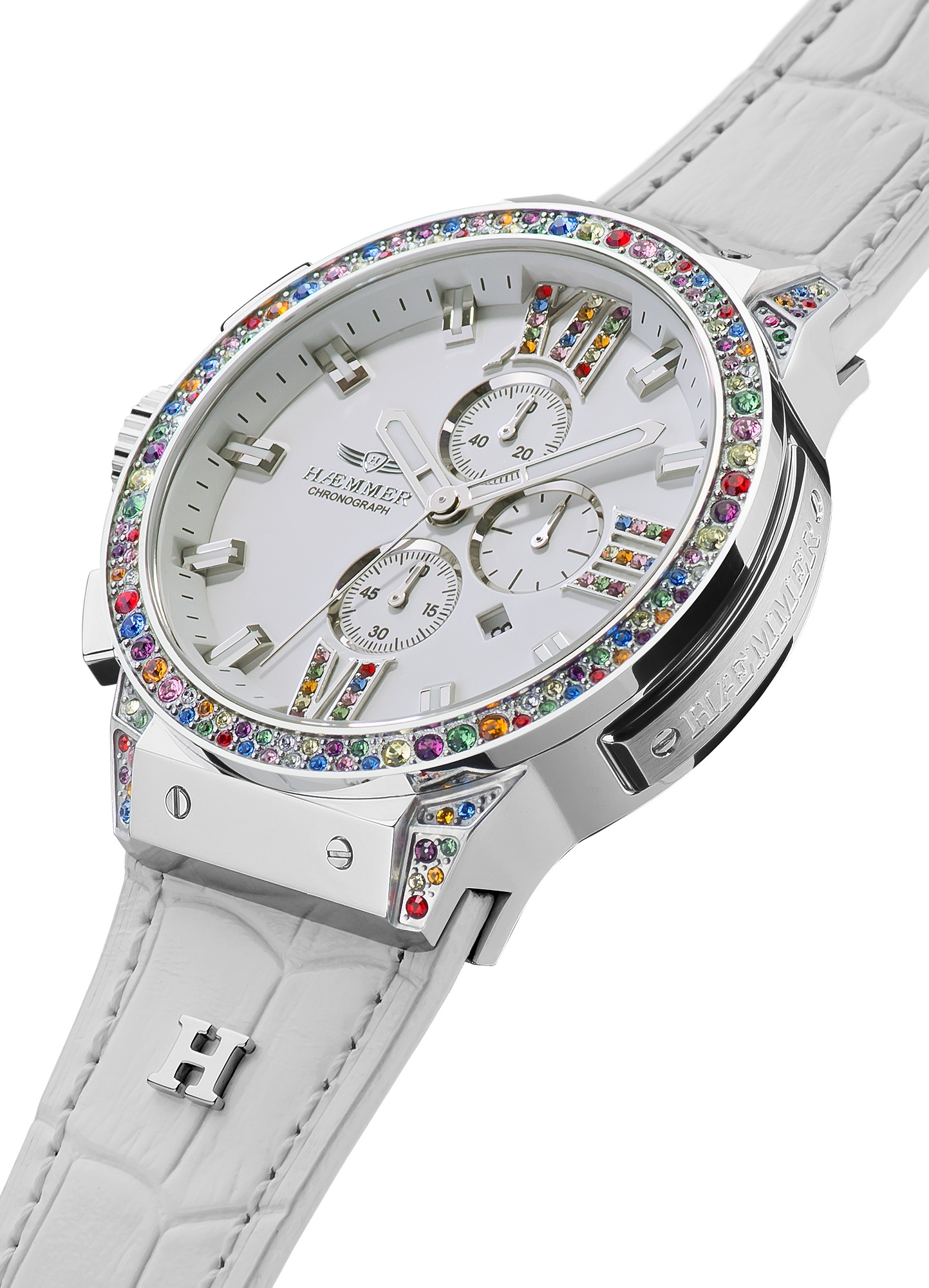 HAEMMER GERMANY Chronograph »EMINENT«, Quarzuhr, Damenuhr, Datum, Stoppfunktion, Saphirglas, Lederarmband