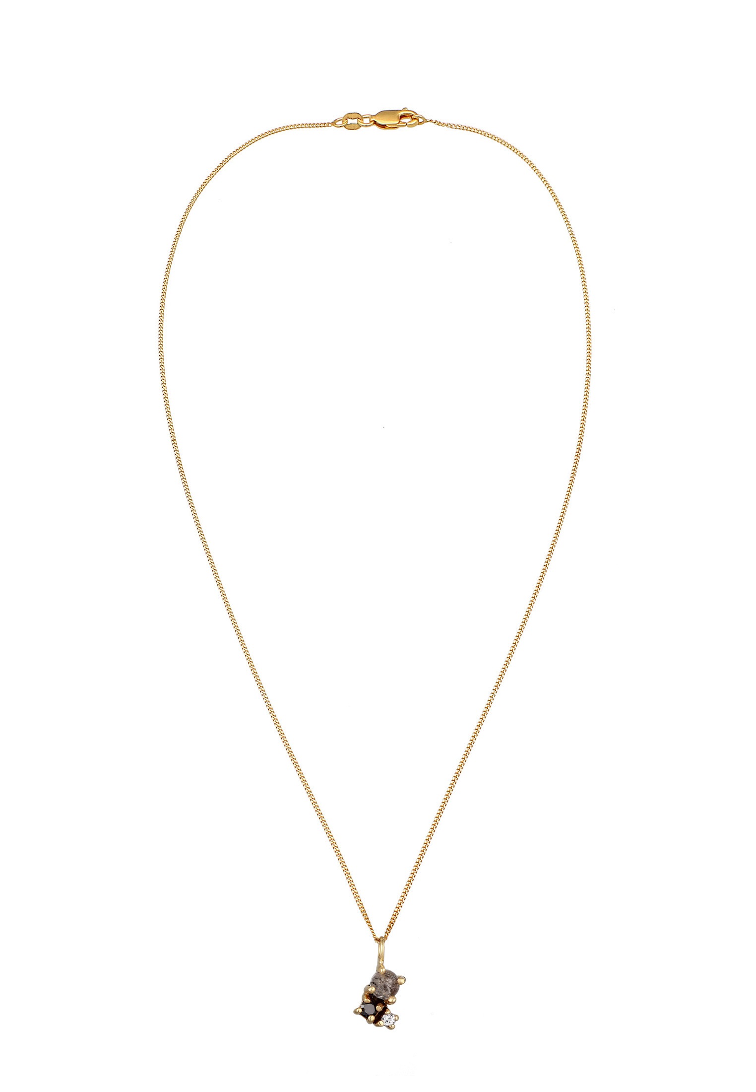 Elli DIAMONDS Silberkette »Halskette Anhänger Diamant Schwarz (0.006 ct) Klassik 375 Gelbgold«