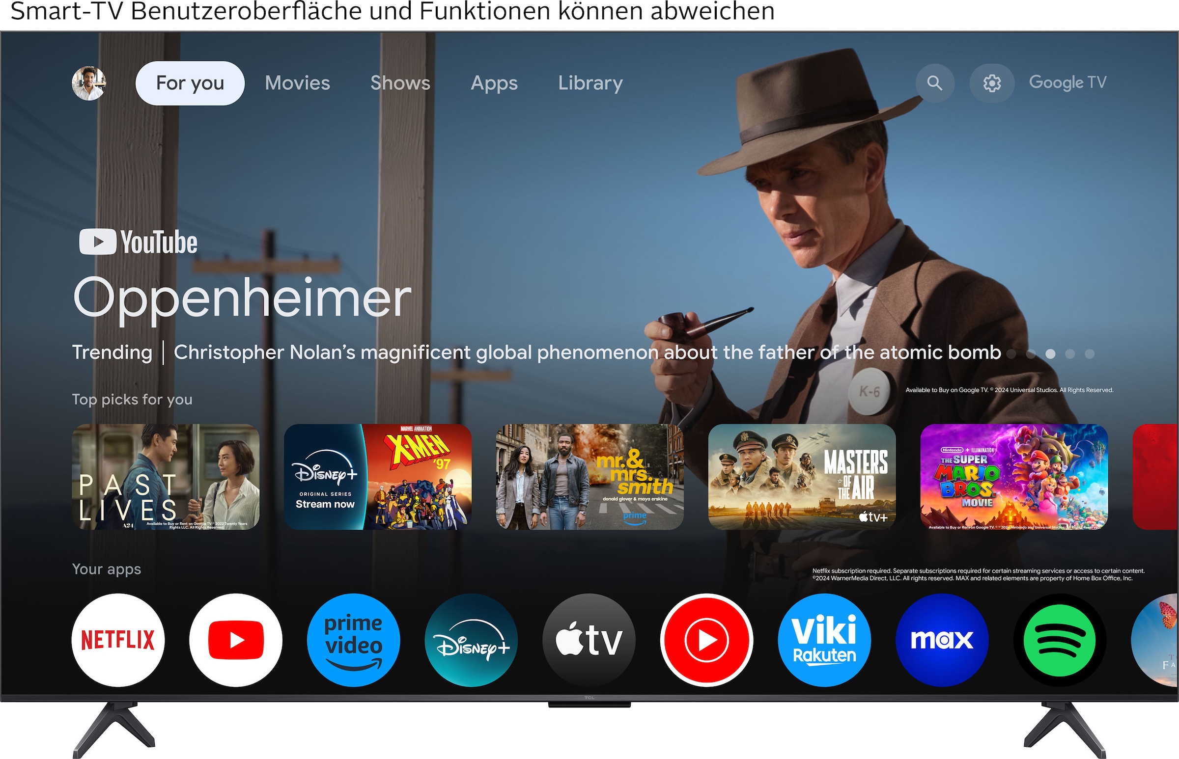 TCL QLED Mini LED-Fernseher »55C61KSX1«, 4K Ultra HD, Google TV-Smart-TV, 4K HDR, AiPQ, Game Master, Smart TV, Apple TV, Multi-HDR, Dolby Vision