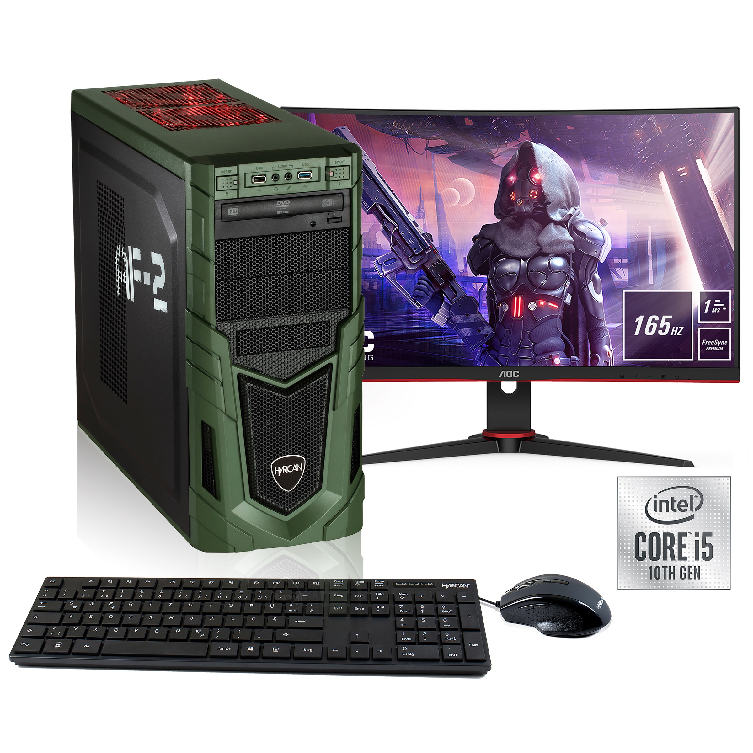 Hyrican Gaming-PC-Komplettsystem »SET02236«, Windows 11, inklusive 24" Monitor AOC C24G2AE/BK