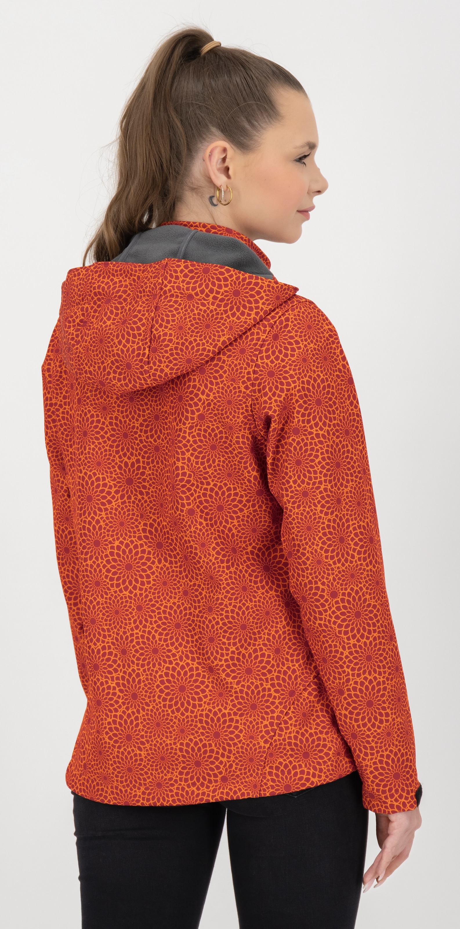DEPROC Active Softshelljacke »SHELBY PEAK DC«, leichte Softshelljacke mit All-Over-Print und abnehmbarer Kapuze