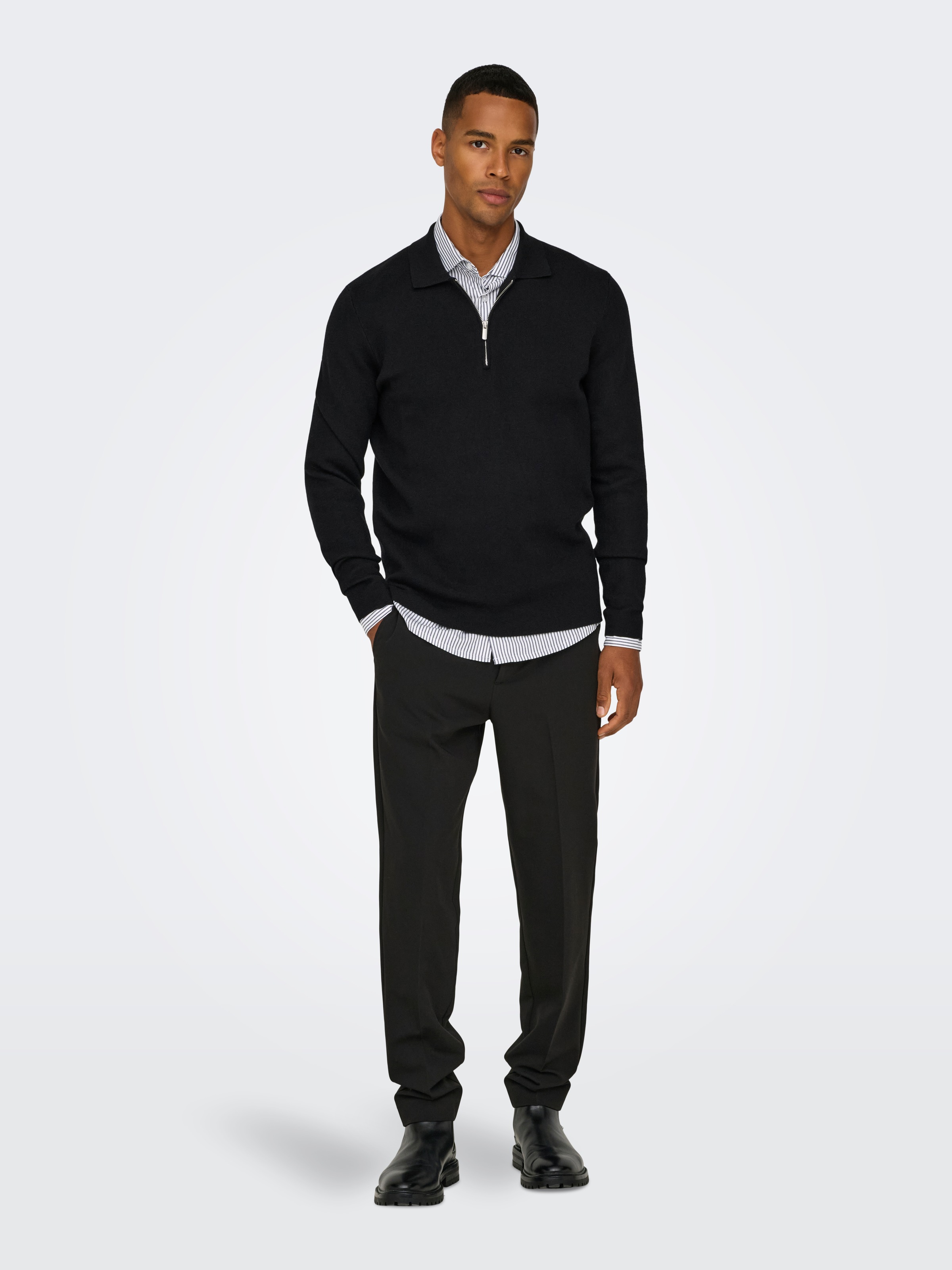 ONLY & SONS Polokragenpullover »ONSCOOPER REG LS 12 HALF ZIP POLO«
