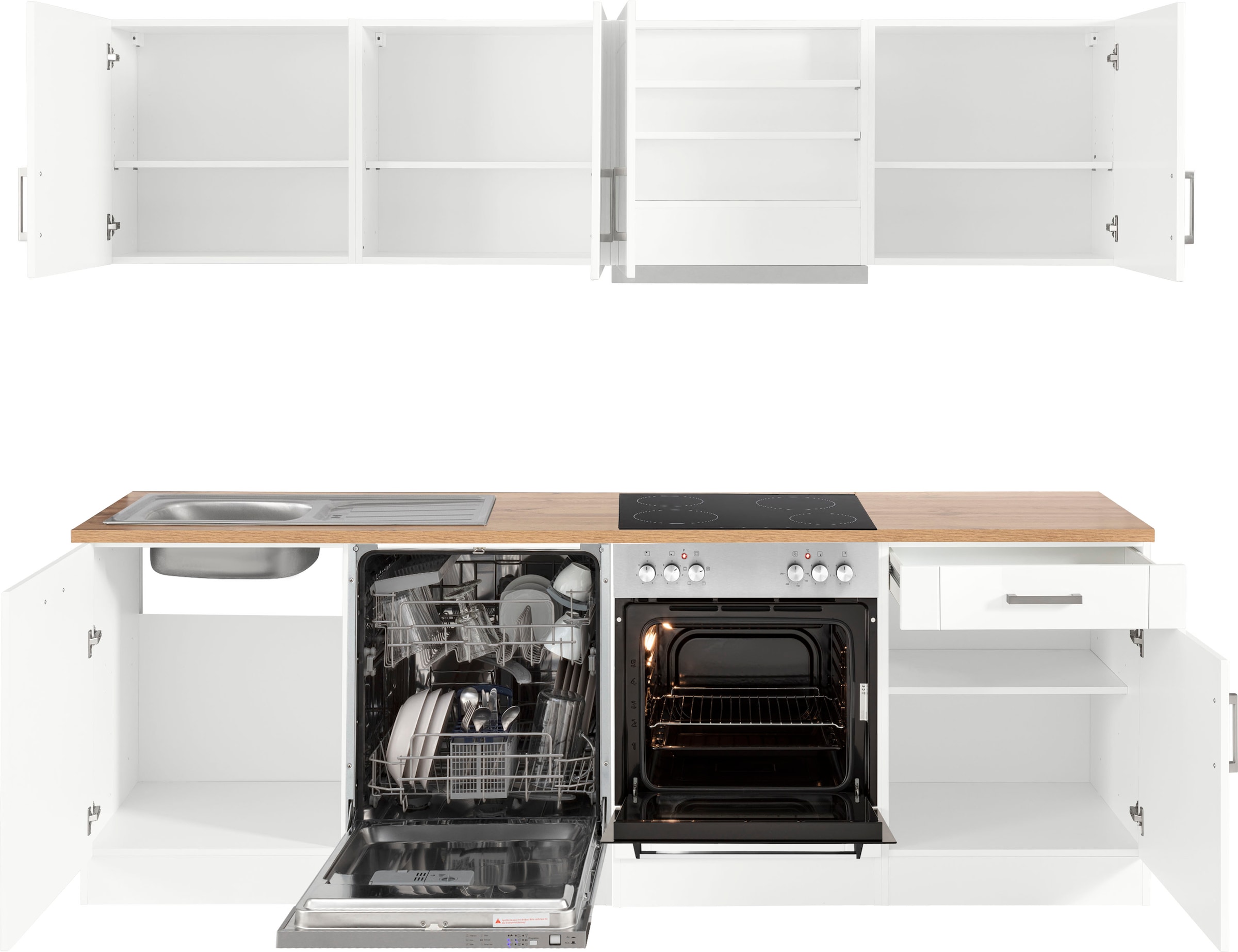 KOCHSTATION Küchenzeile »KS-Tinnum«, mit E-Geräten, Breite 240 cm