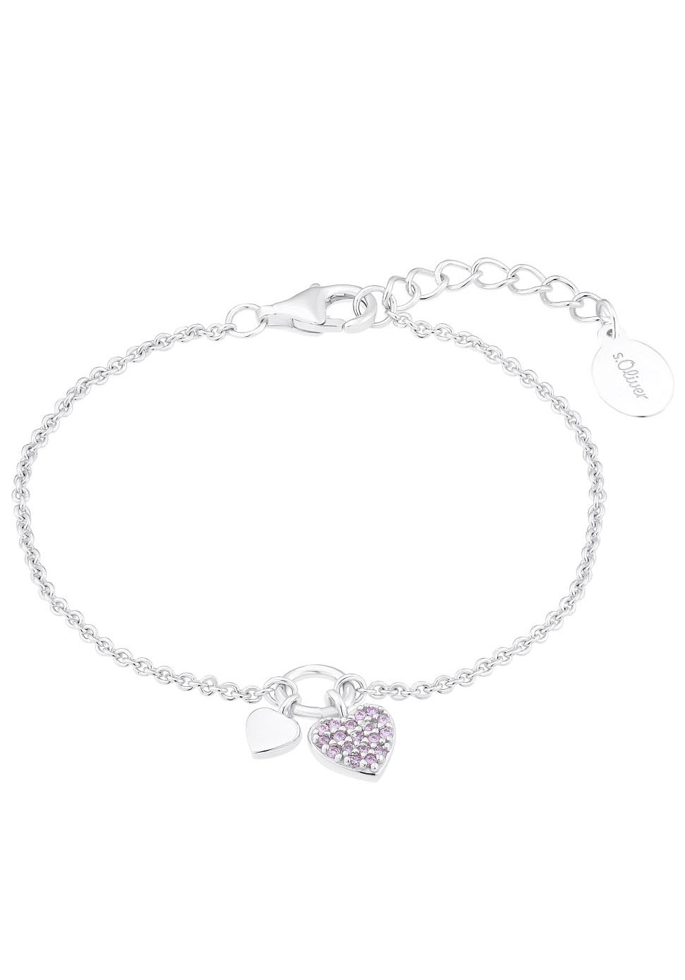 S.Oliver Junior Mädchen Armband »Herz« mit Zirkonia (synth.) in bunt, Größe 16 cm