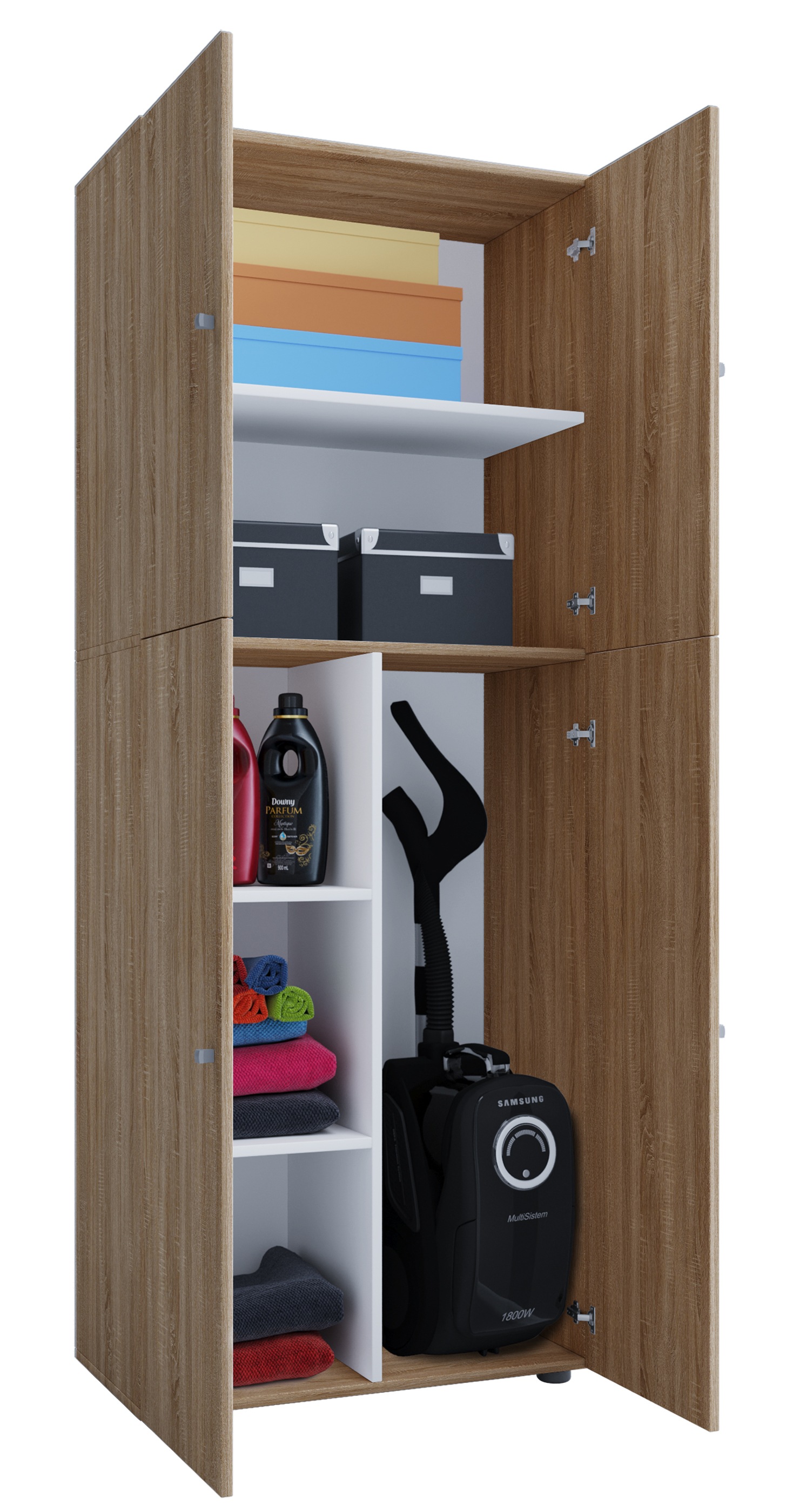 VCM Mehrzweckschrank »VCM Holz Besenschrank | 6 Fächer | Haushaltsschrank | Maße: B. 70 x H. 184 x T. 40 cm | 4 Drehtüren - Lona«, (1 St.)