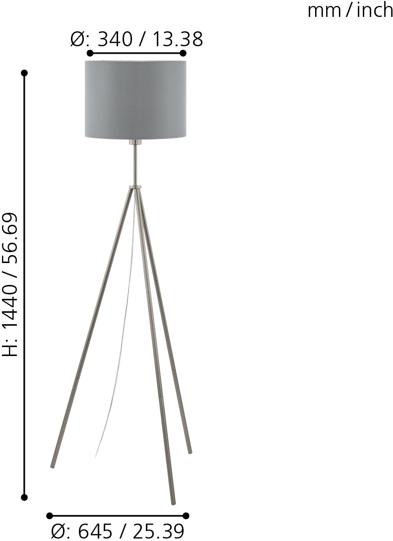 EGLO Stehlampe »SCIGLIATI«, 1 flammig-flammig, nickel-matt / Ø34 x H144 cm  / exkl. 1 x E27 (je max. 60W) / hochwertig online bei OTTO