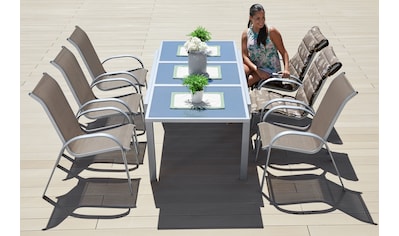 Garten-Essgruppe »Amalfi«, (7 tlg.), 6 Sessel, Tisch ausziehbar 90x140-200 cm, Alu/Textil