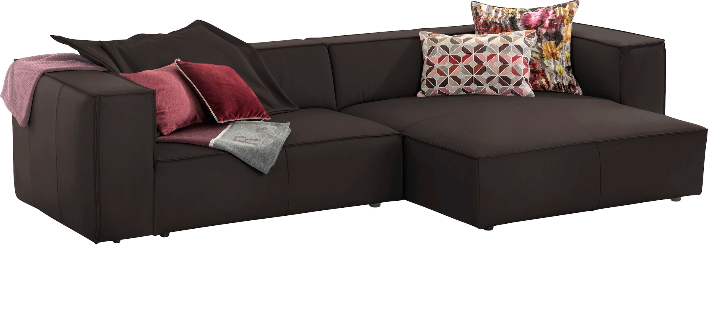 W.SCHILLIG Ecksofa »around-the-block, modern und elegant, bequem, L-Form« mit eleganter Biese, mit Federkern