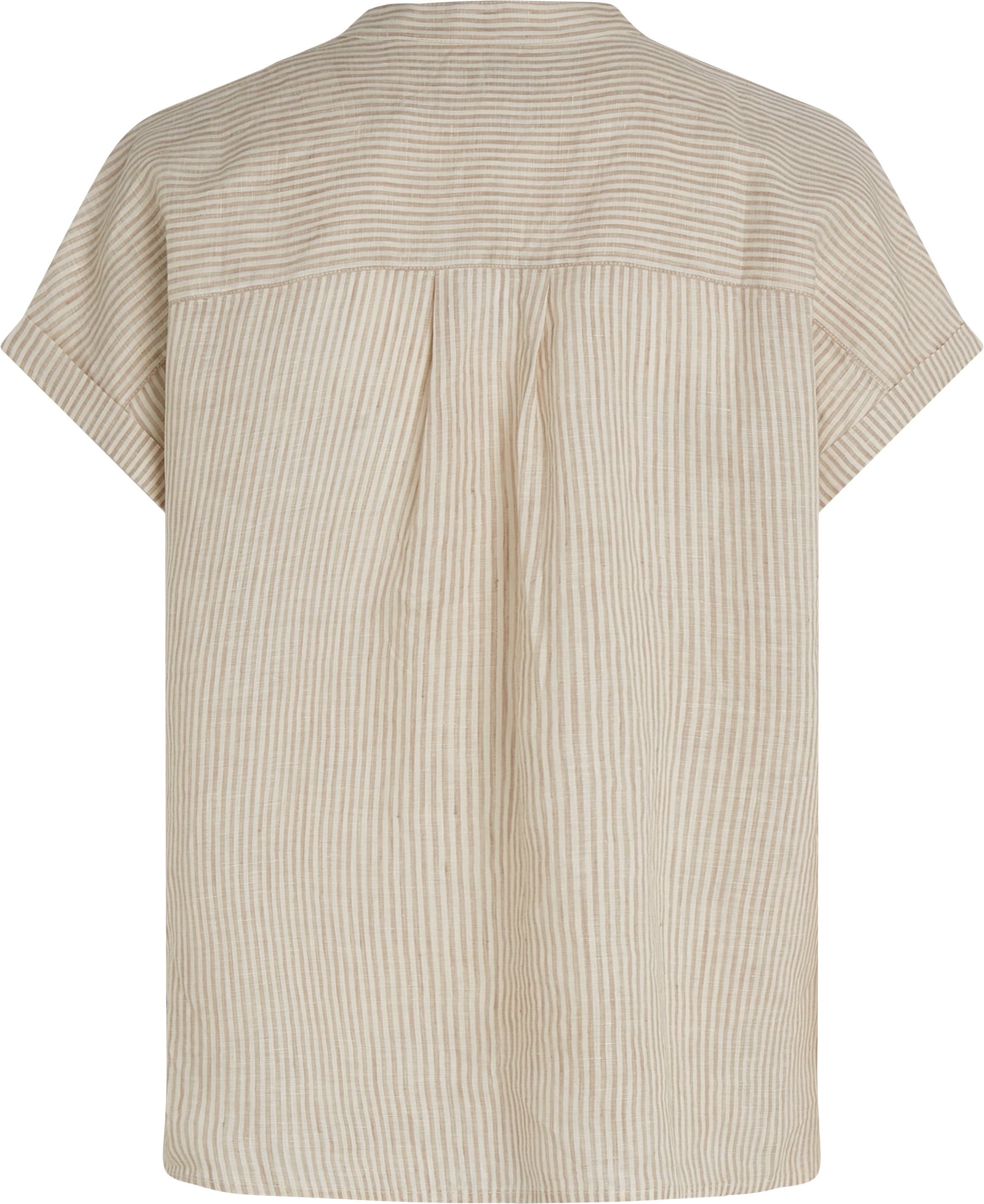 Tommy Hilfiger Kurzarmbluse »ESS LINEN COLLARLESS S/S BLOUSE«, mit Logostickerei,kühlendes Premium Leinen