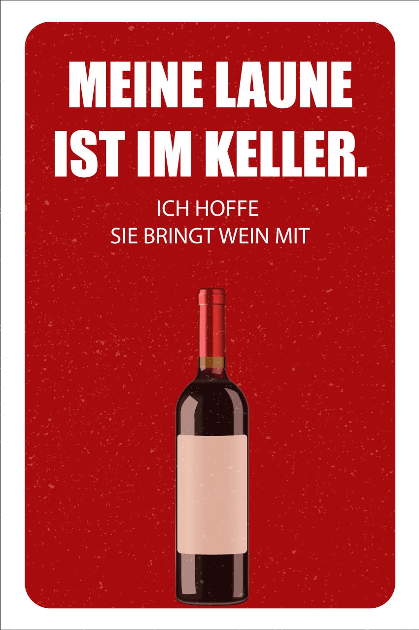 queence Metallbild »Laune im Keller« Getränke | Schriftzug | Schriftzüge 1 Stk. tlg. Stahlschilder