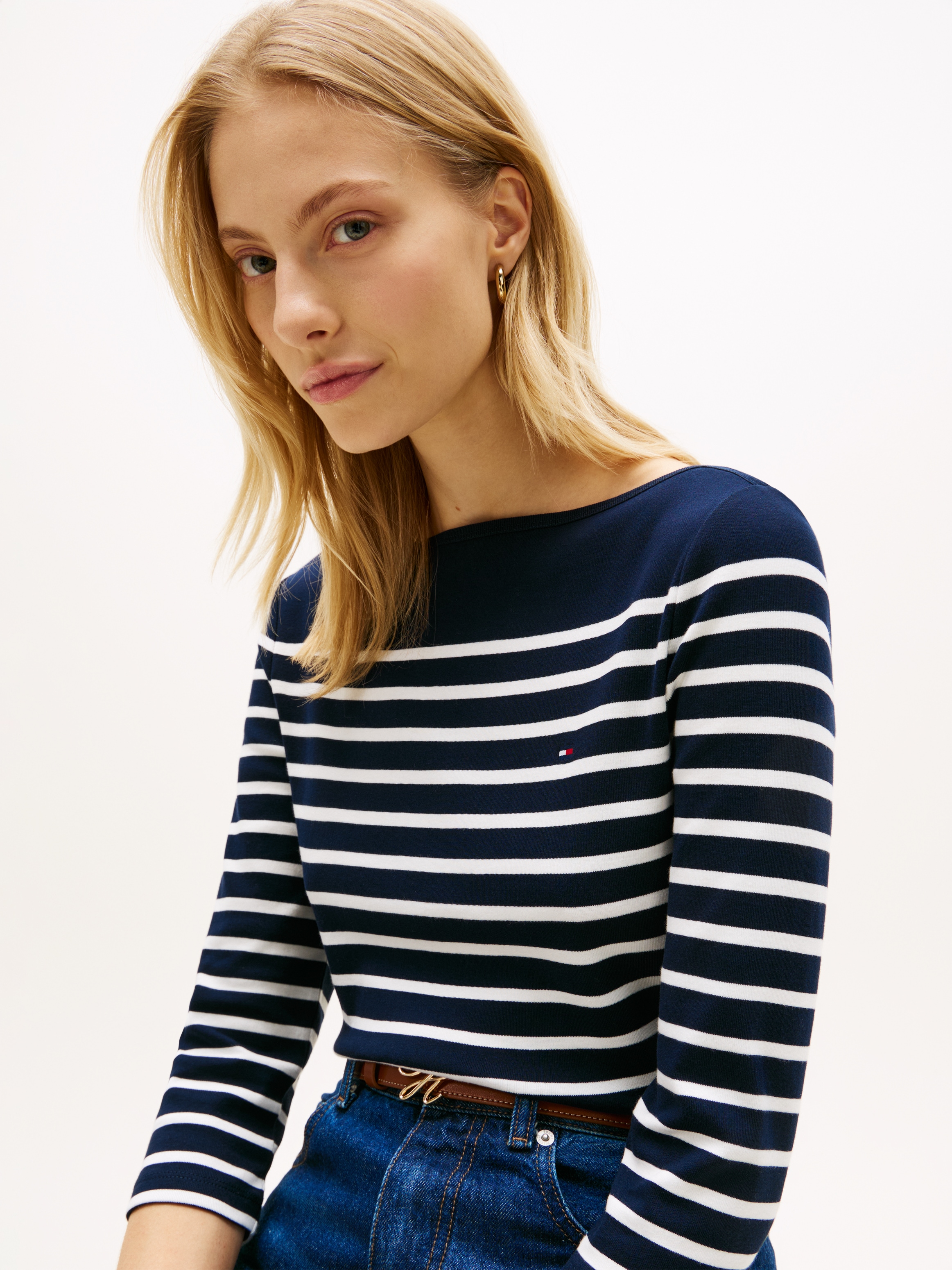 Tommy Hilfiger 3/4-Arm-Shirt »NEW CODY SLIM BOAT-NECK« mit Logostickerei