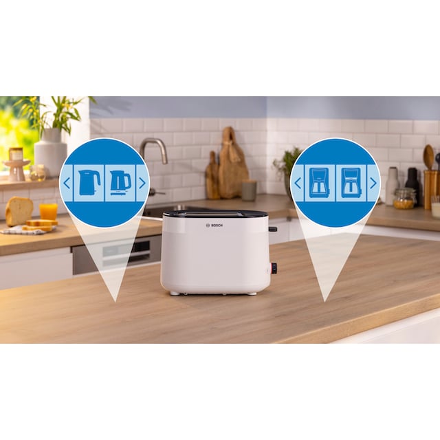 BOSCH Toaster »MyMoment TAT2M121«, 2 Schlitze, für 2 Scheiben, 950 W,  integrierter Brötchenaufsatz, Auftaufunktion, Brotzentrierung, AutoOff  online bei OTTO