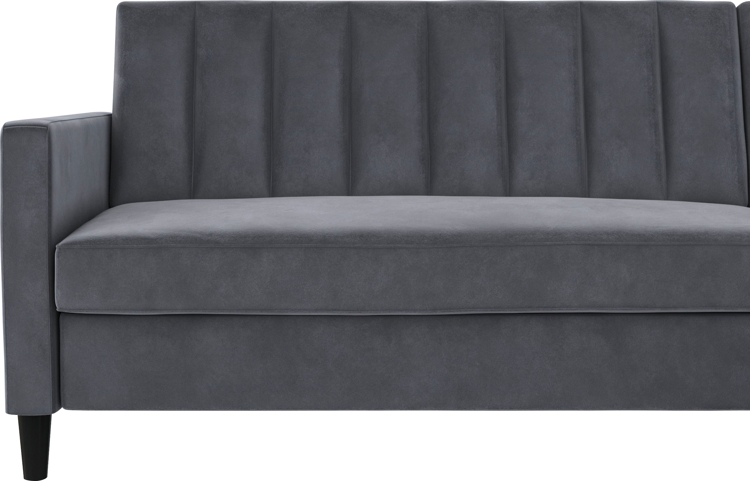 Dorel Home Ecksofa mit Schlafffunktion, Recamiere mit Stauraum beidseitig montierbar, Rückenlehne 2-teilig und 3-fach verstellbar