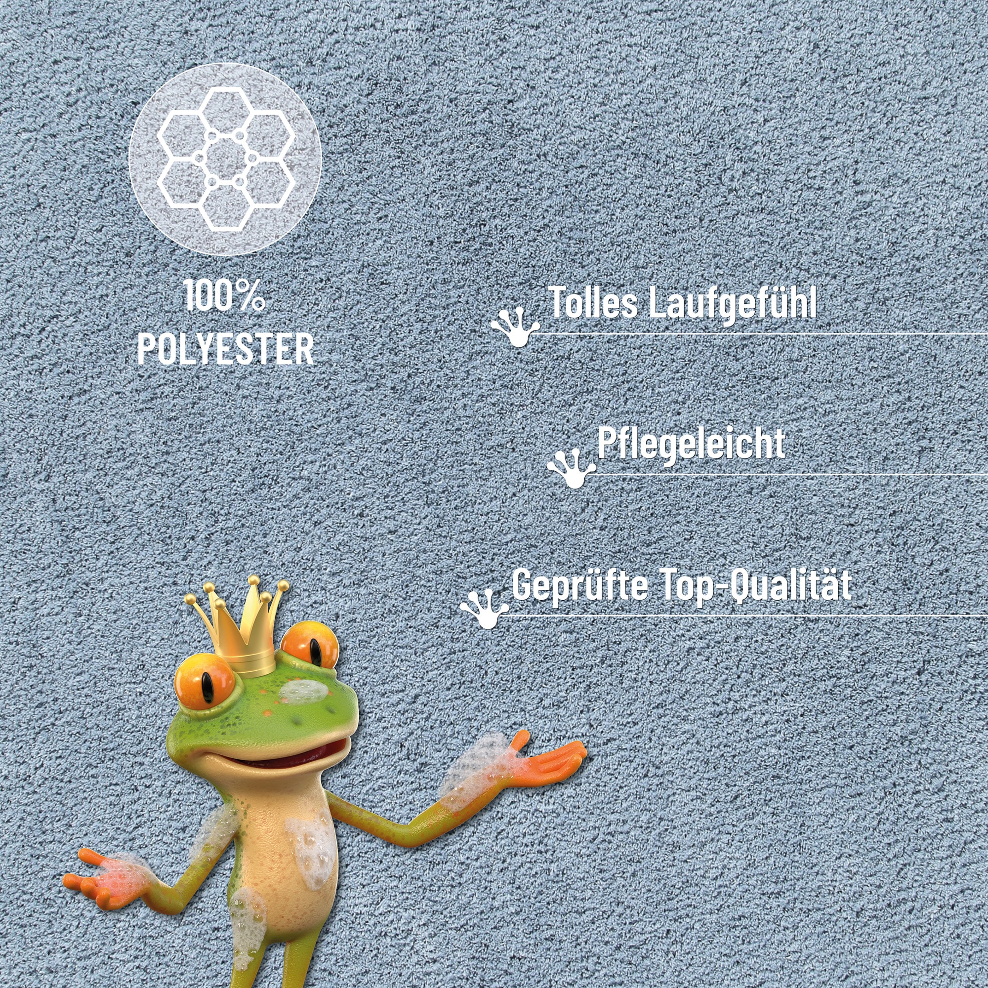 Homie Living Badematte »Porto Azzurro« Höhe 30 mm rutschhemmend beschichtet fußbodenheizungsgeeignet | schnell trocknend Badteppich, uni, rechteckig & rund, waschbar, Badezimmerteppich