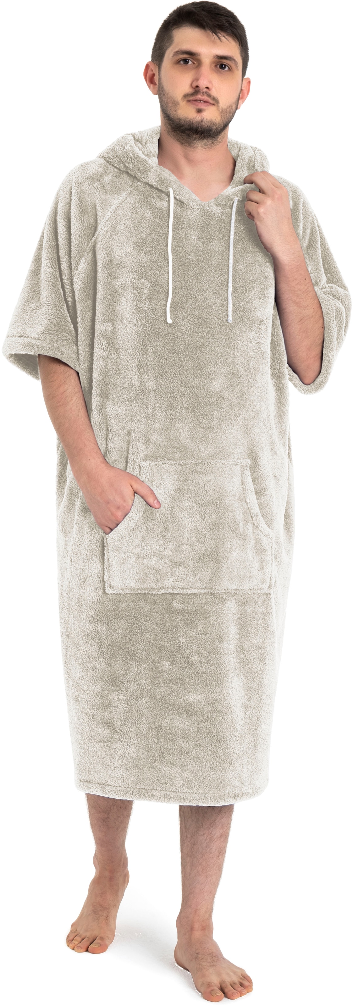 my home Badeponcho »Lillou, ideal für Sauna, Spa & im Urlaub«, (1 St.), weich und kuschelig, Fleece, Unisex, für Damen und Herren, Surfponcho