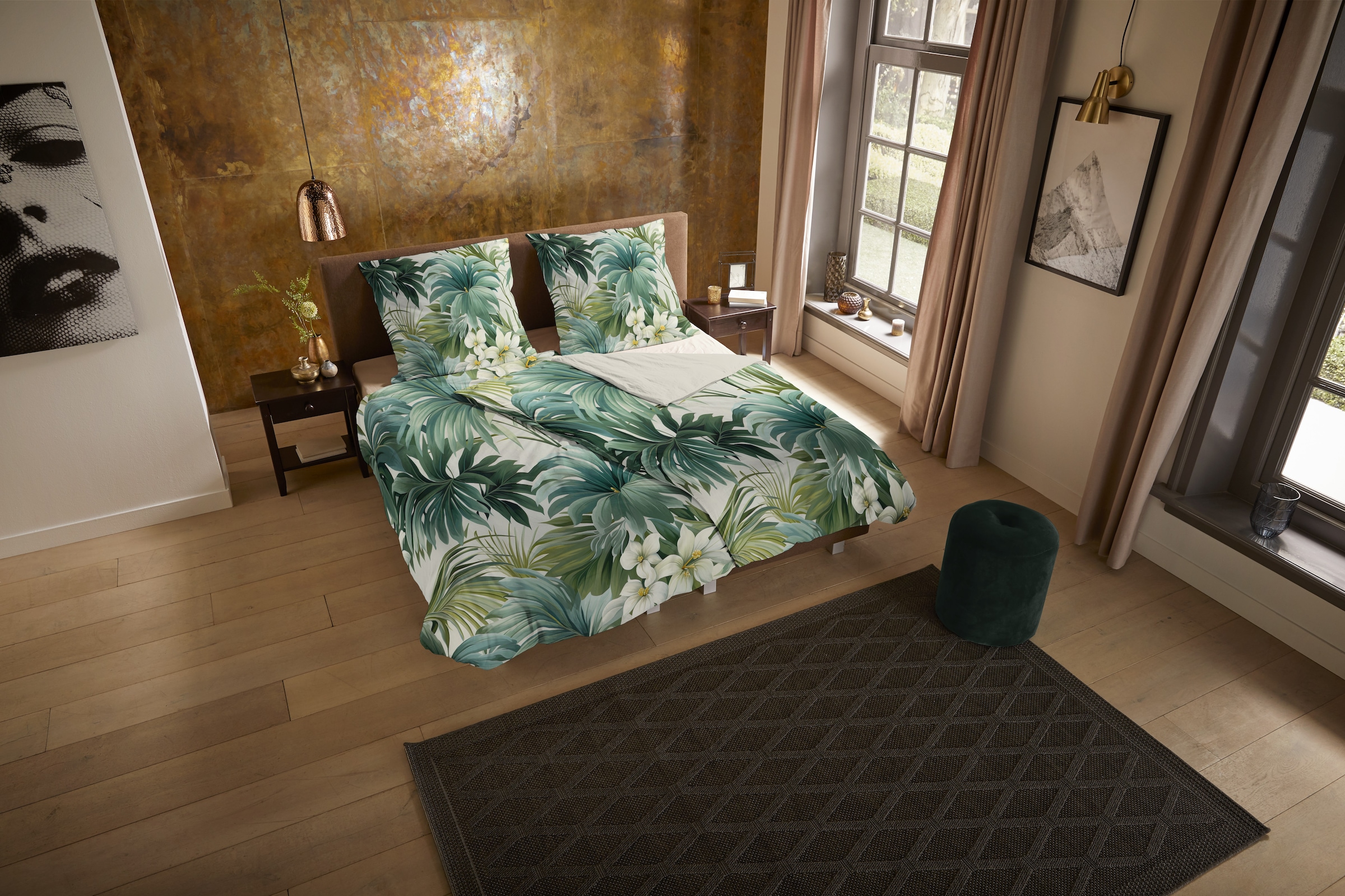 PURE luxury collection Wendebettwäsche »Virna«, Mikrofaser, Pflegeleicht, Weich, Reißverschluss, Wendeoptik, Blätter