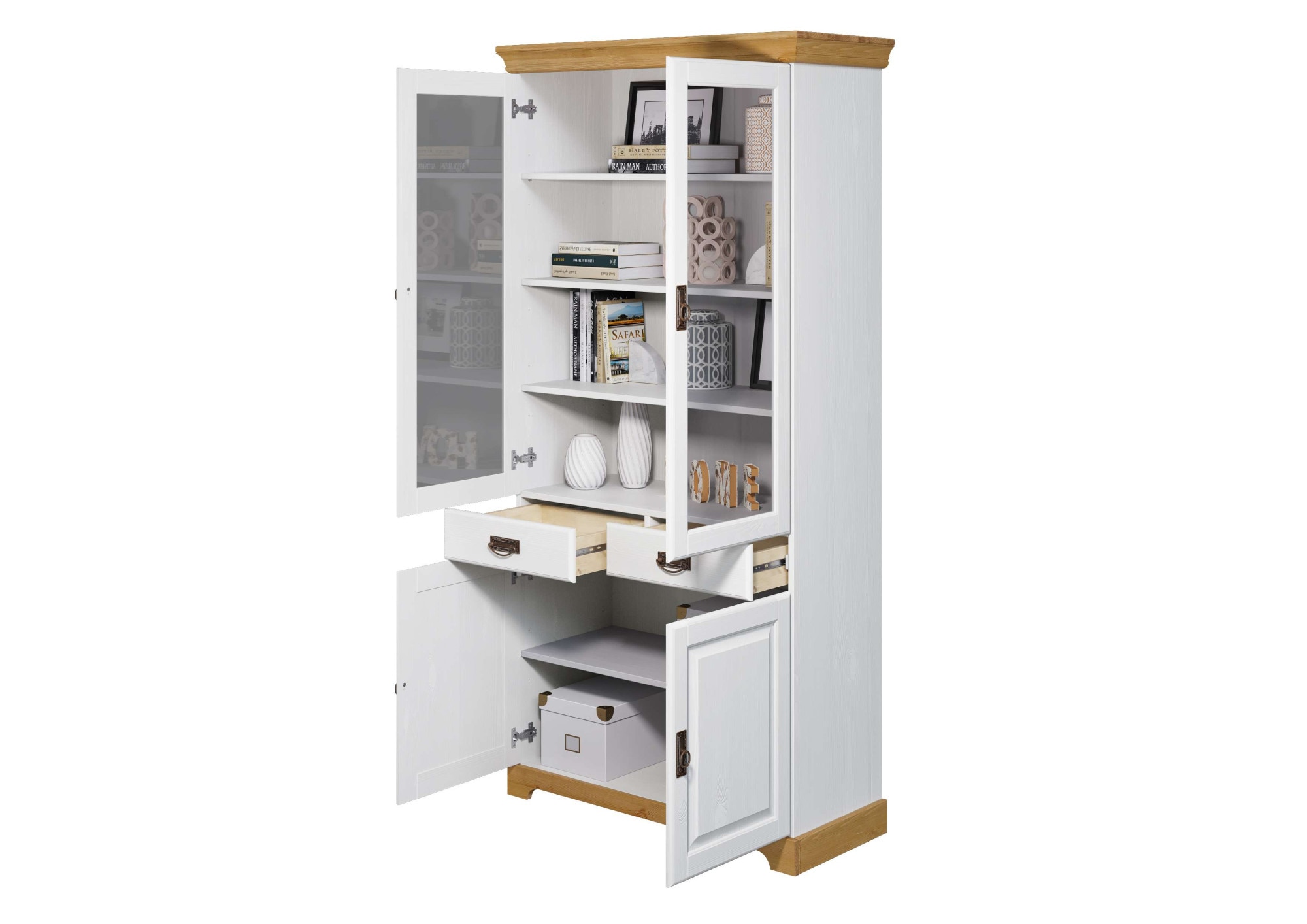 Home affaire Vitrine »Rügen«, zertifiziertes Massivholz, Höhe 192 cm, im Landhausstil