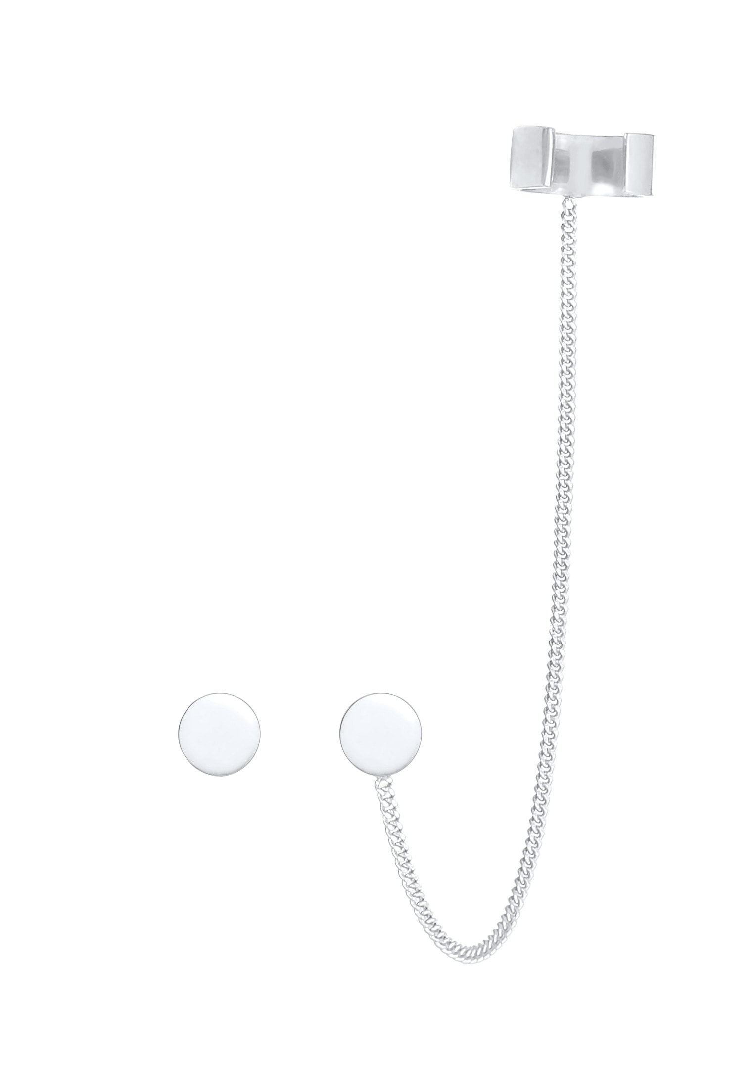 Elli Paar Ohrstecker »Ohrringe Stecker Earcuff Klemme Rund Plättchen 925 Silber«