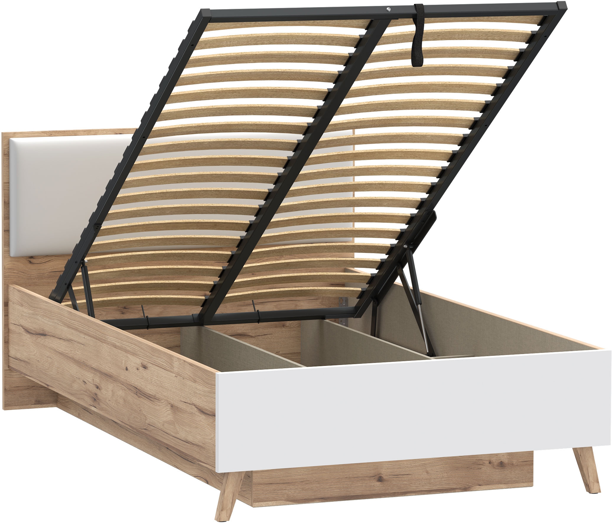 FORTE Stauraumbett »Vankka viel Stauraum, skandinavisches Design, Made in Europe«, aufklappbarer Lattenrost, weitere Produkte zur Serie erhältlich