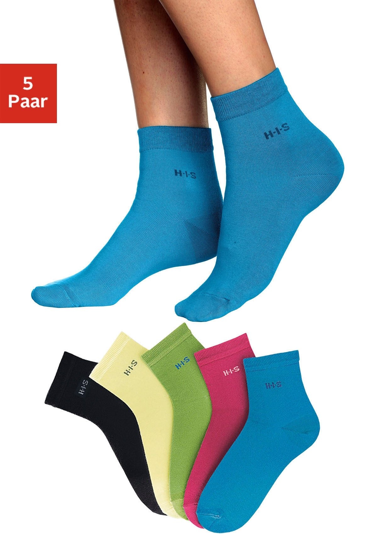 H.I.S Kurzsocken, (Set, 5 mit bei Bündchen OTTO online Knöchel Paar), über dem