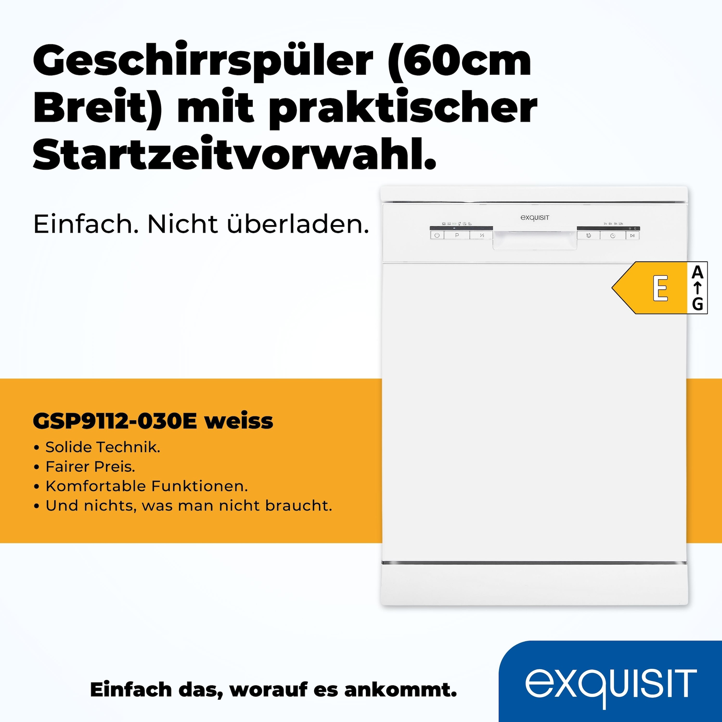 exquisit Standgeschirrspüler »GSP9112-030E weiss«, 12 Maßgedecke