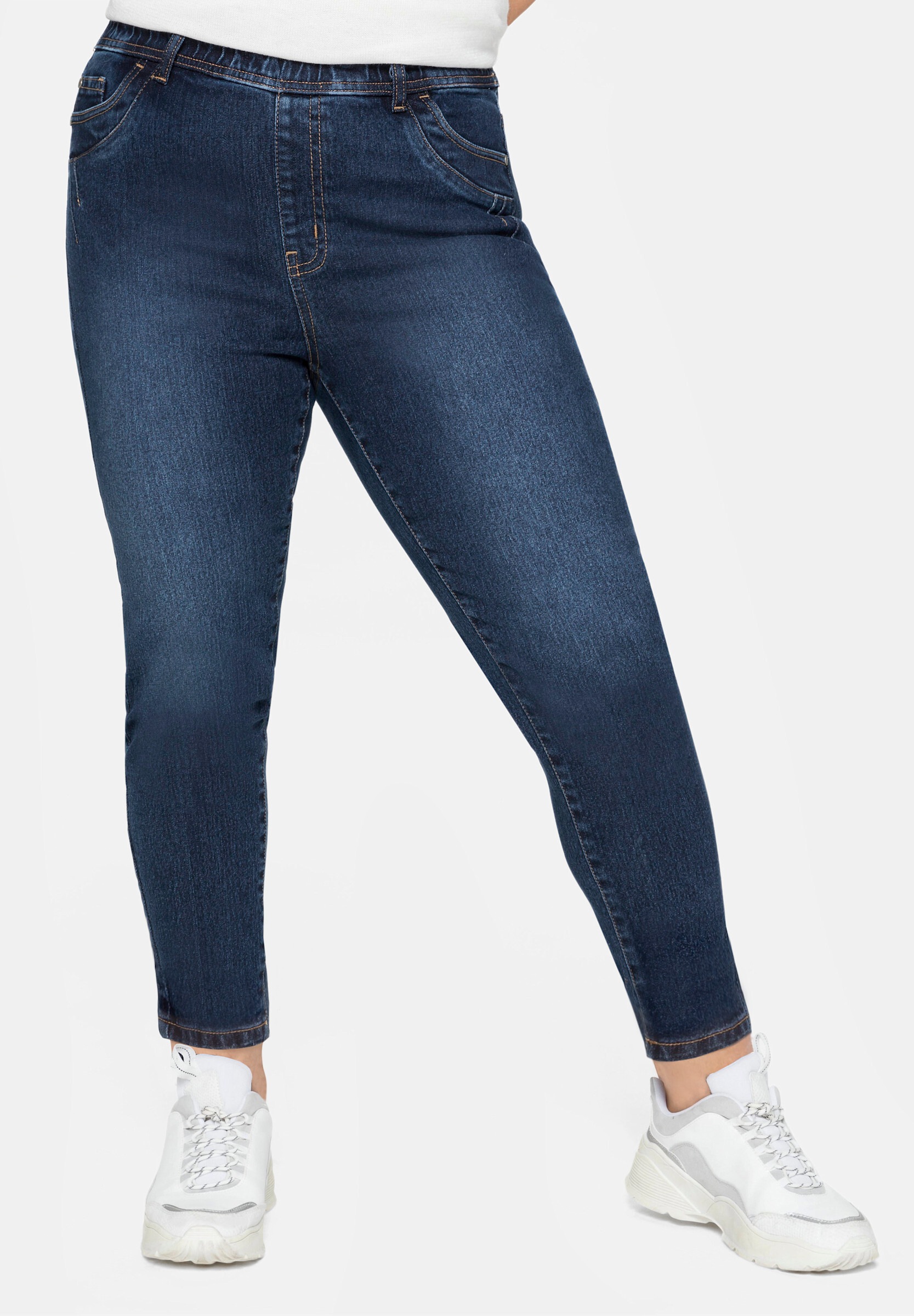 Sheego Jeansleggings »Stretch-Jeans Jeggings mit Gürtelschlaufen« mit Gummibund und Gürtelschlaufen