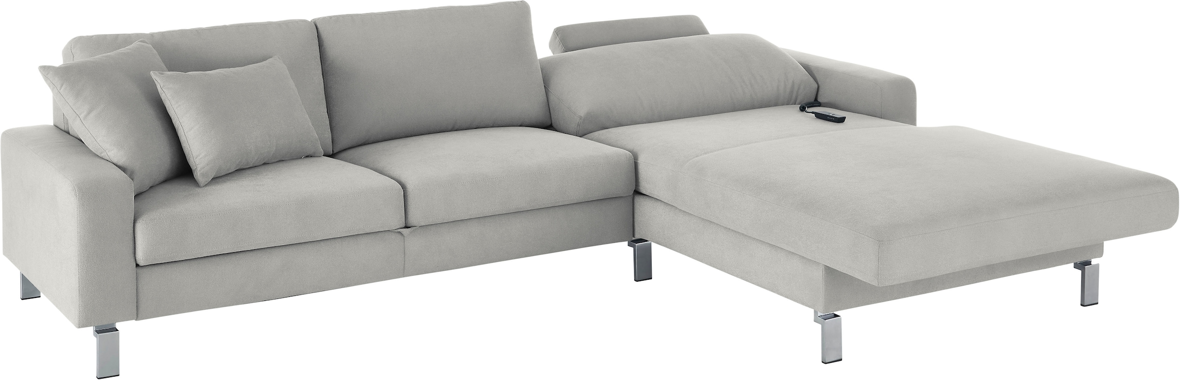 3C Candy Ecksofa »Lecce, wahlweise PUR-Schaumstoff oder Tonnentaschenfederkern« Bett im 2,5-Sitzer, teilmotorische Schlaffunktion im Longchair, L-Form