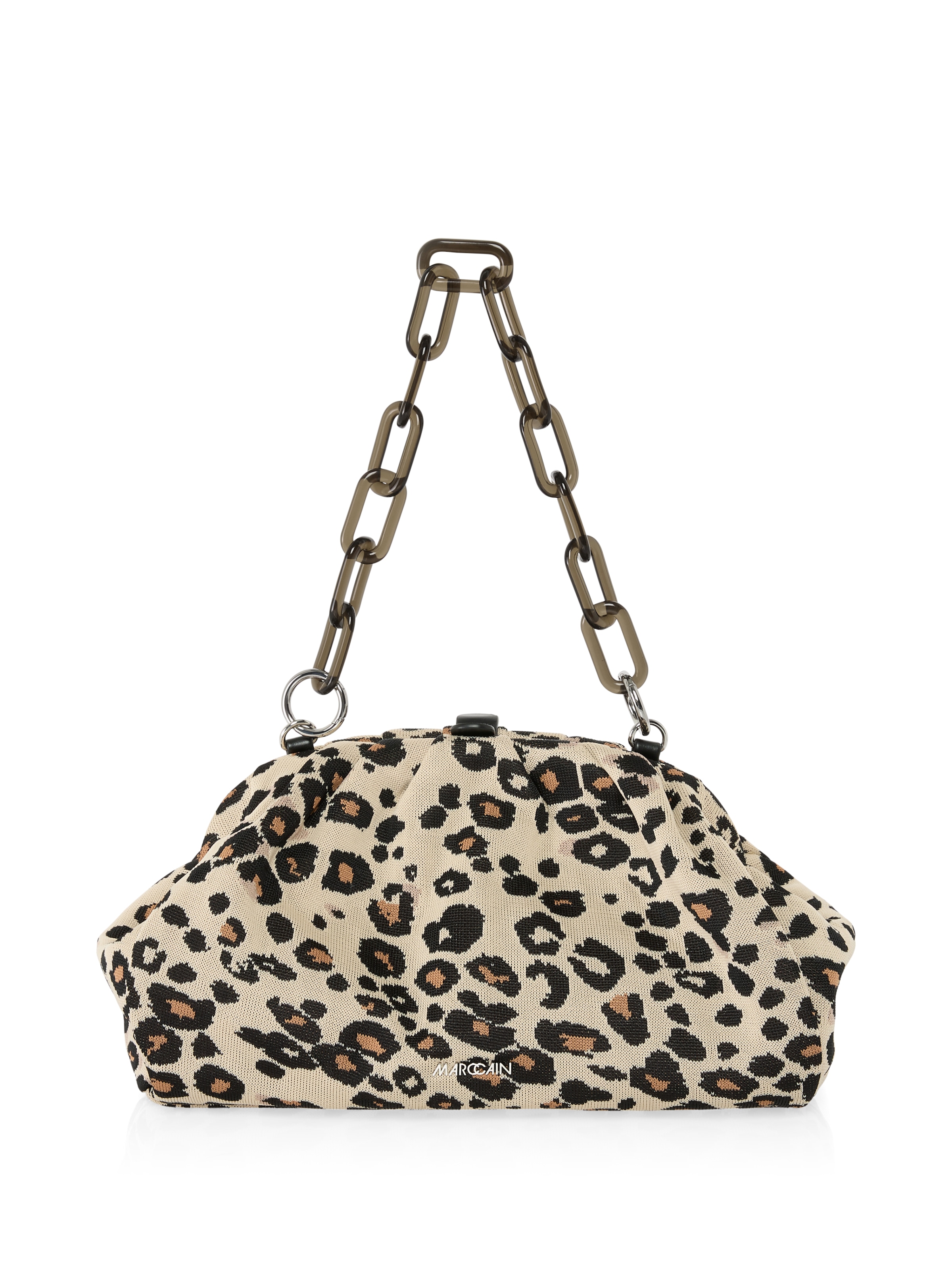 Marc Cain Clutch »Collections Feminine Rigour«, Handtasche, gestrickte Clutch mit Leo Muster und abnehmbarer Zierkette