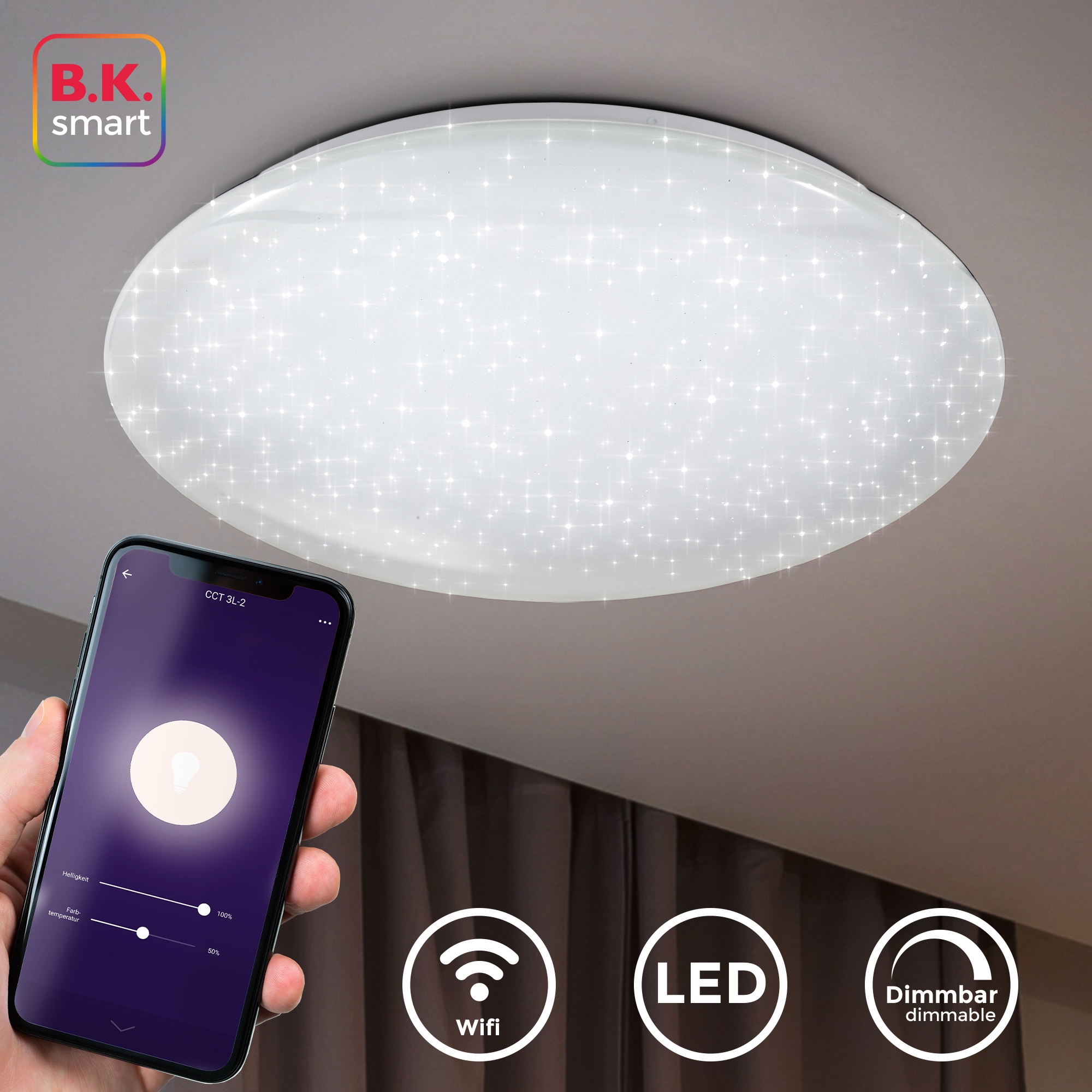 B.K.Licht OTTO WiFi 40W, kaufen Home, Deckenlampe, Sternenlicht, dimmbar, 1 Leuchte, LED bei flammig-flammig, Deckenleuchte, Smart