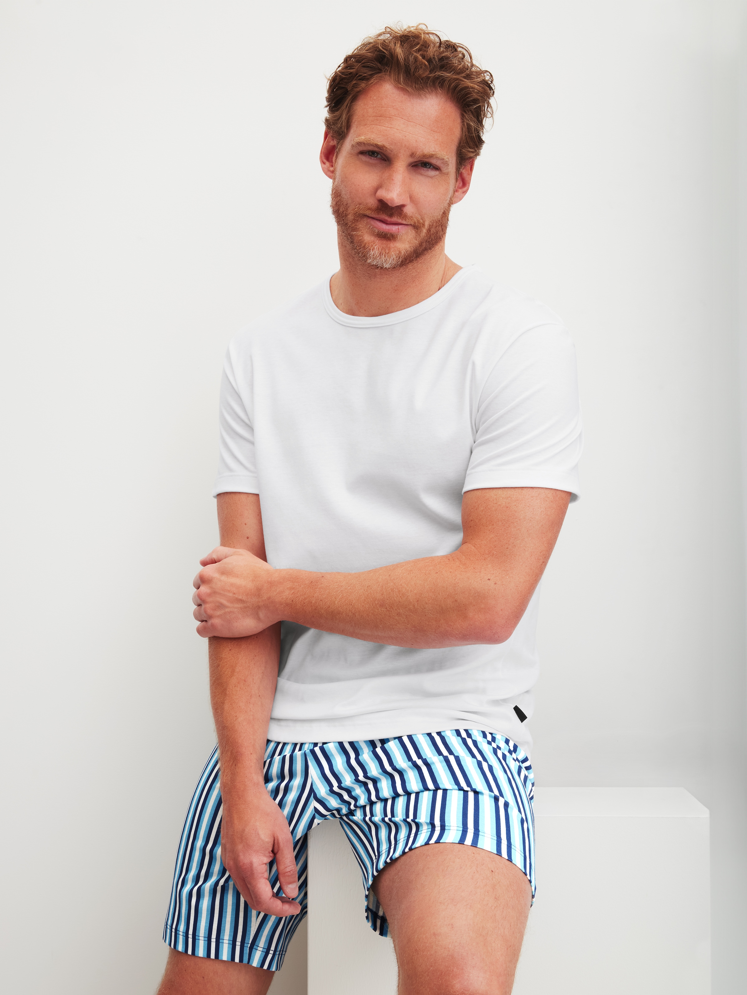 CALIDA Pyjama »Relax Streamline 1« 2 mit Rundhalsausschnitt und kurzem Arm, weich, Interlock Qualität