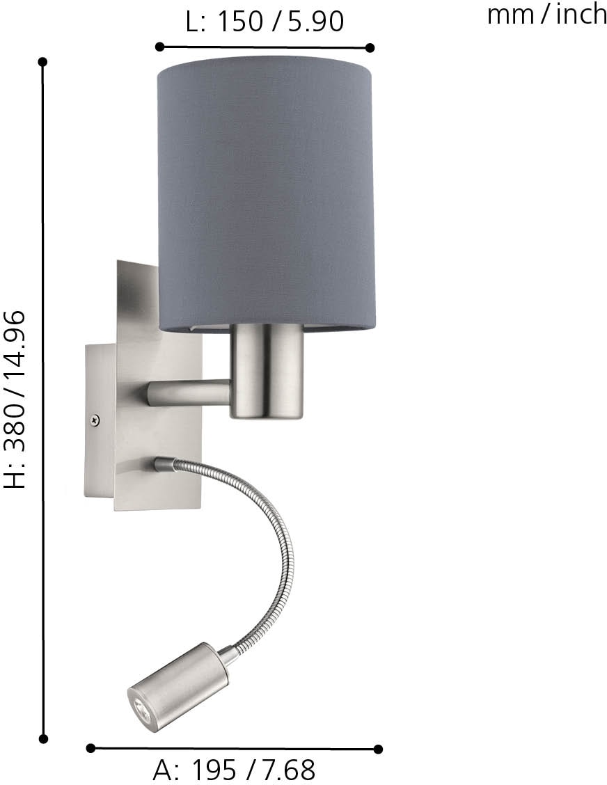 EGLO Wandleuchte »PASTERI«, 2 flammig, Leuchtmittel E27-LED-Board | ohne Leuchtmittel-LED fest integriert