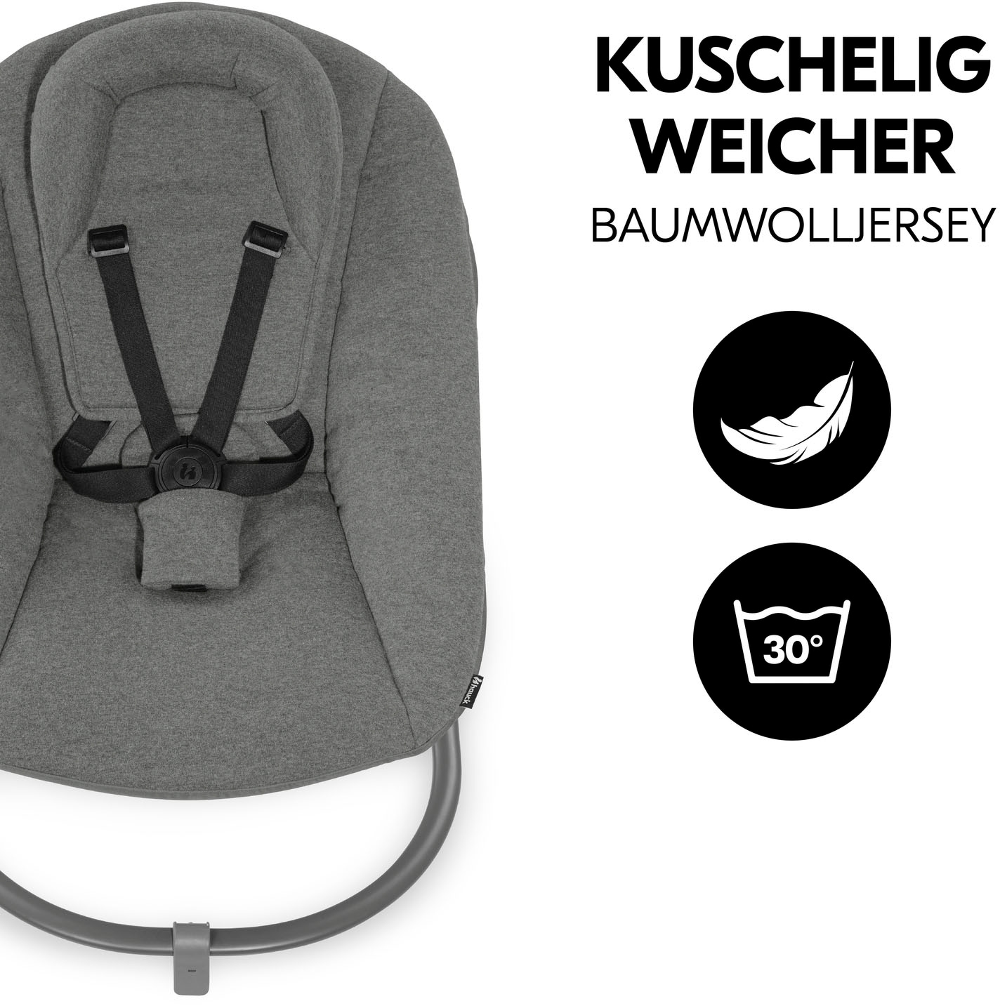 Hauck Babywippe »Alpha Bouncer Premium, Dark Grey«, bis 9 kg, für Neugeborene mit Wippgestell, für Hochstuhl Alpha+ und Beta+